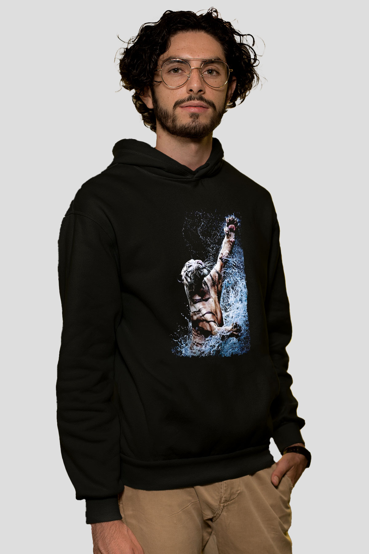 Kaplan Siyah Unisex Hoodie