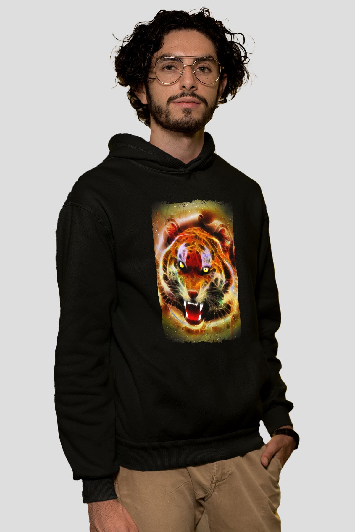 Kaplan Siyah Unisex Hoodie