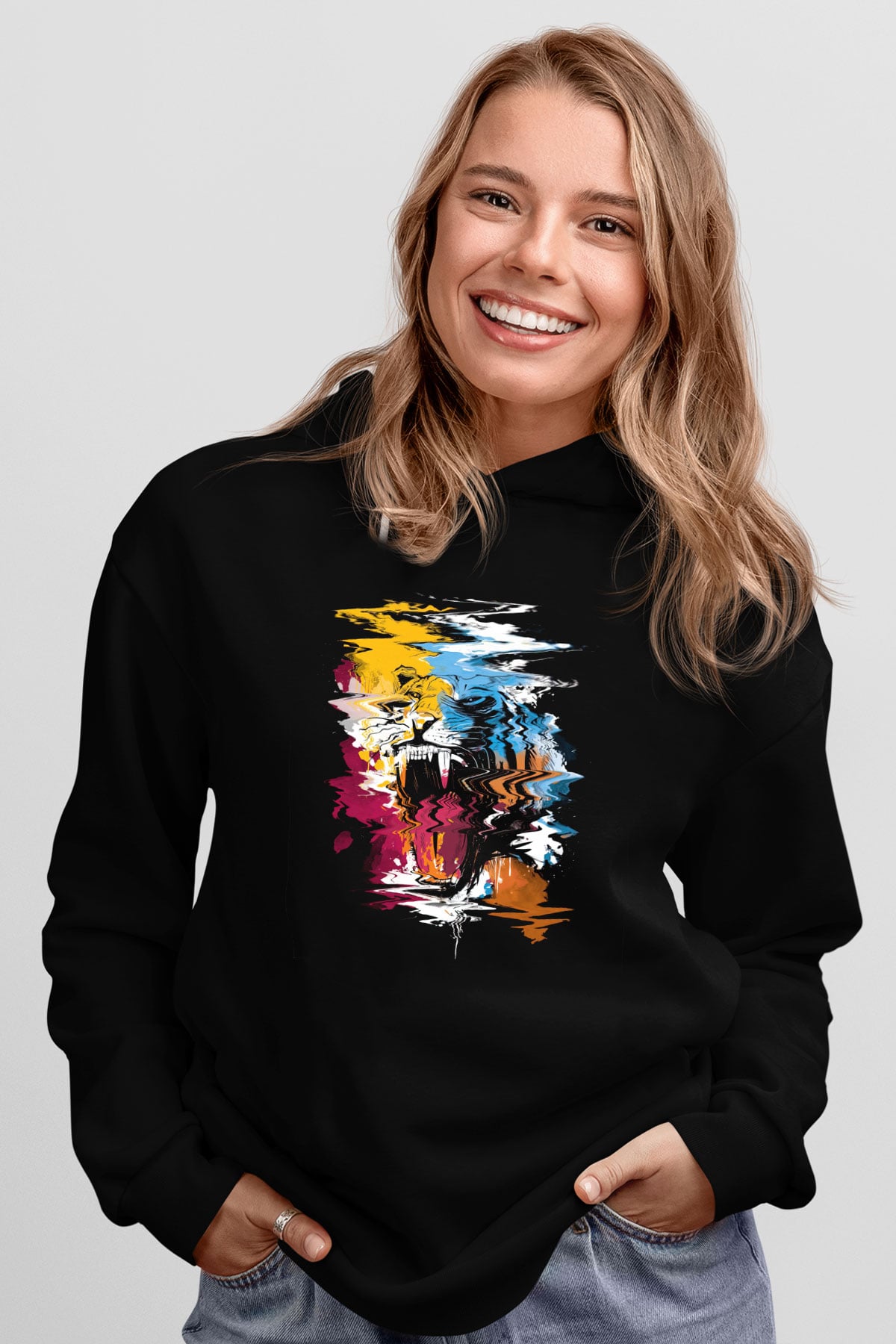 Kaplan Siyah Unisex Hoodie