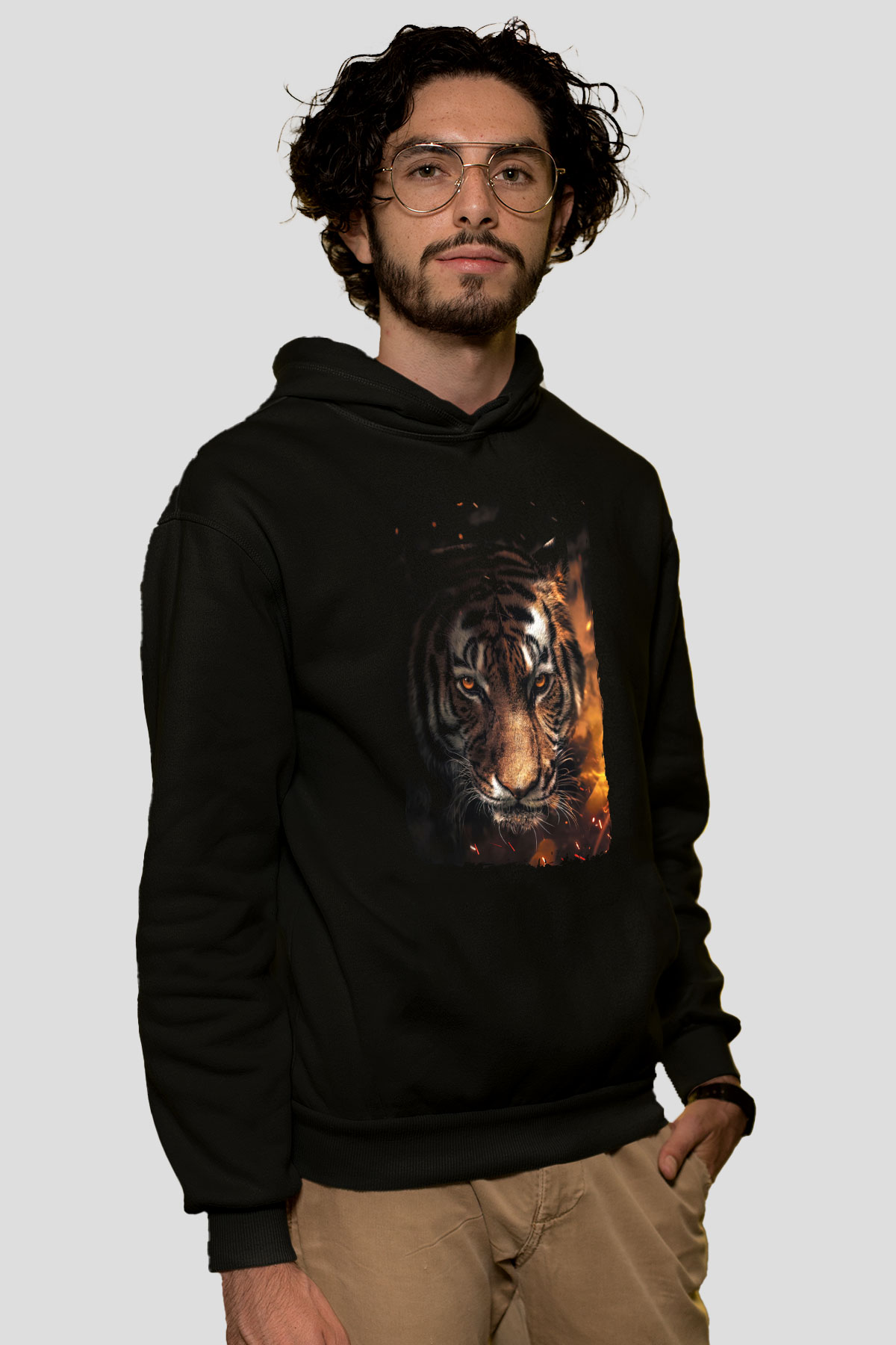 Kaplan Siyah Unisex Hoodie