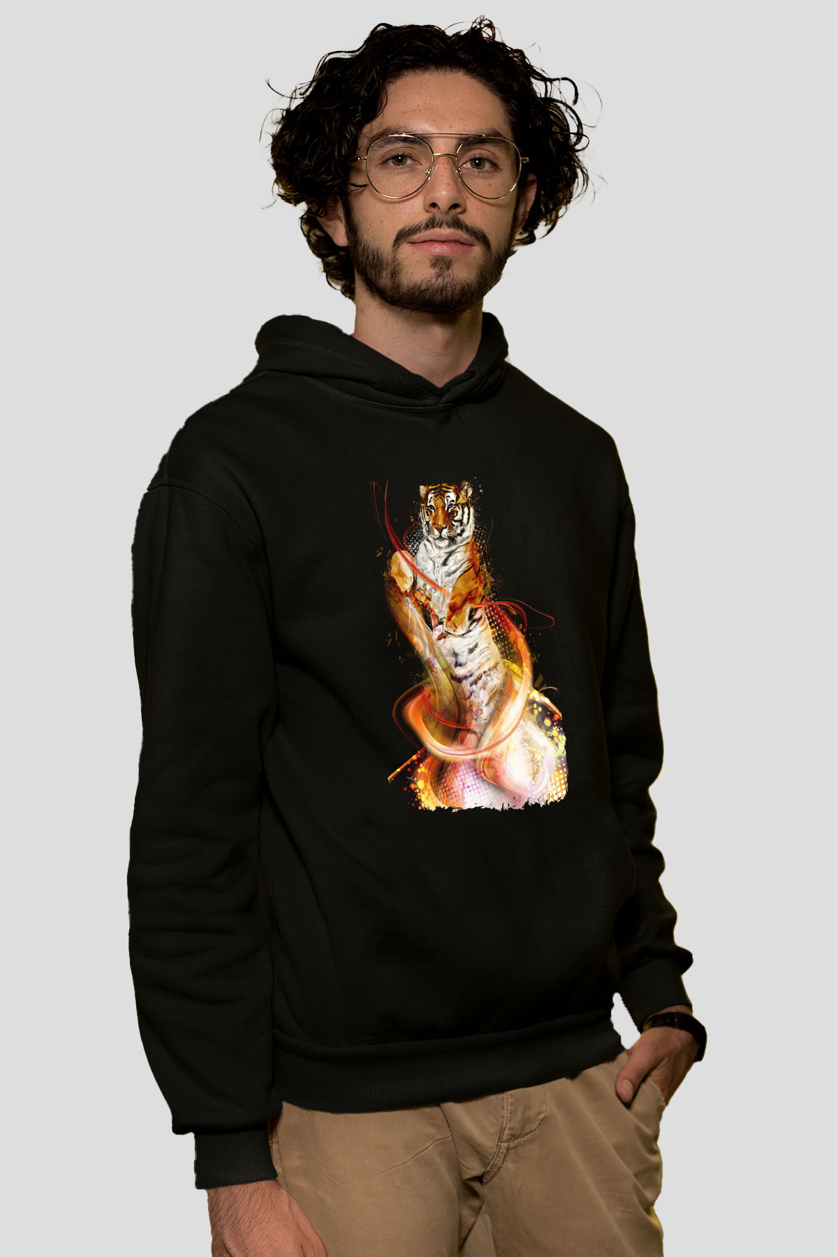 Kaplan Siyah Unisex Hoodie
