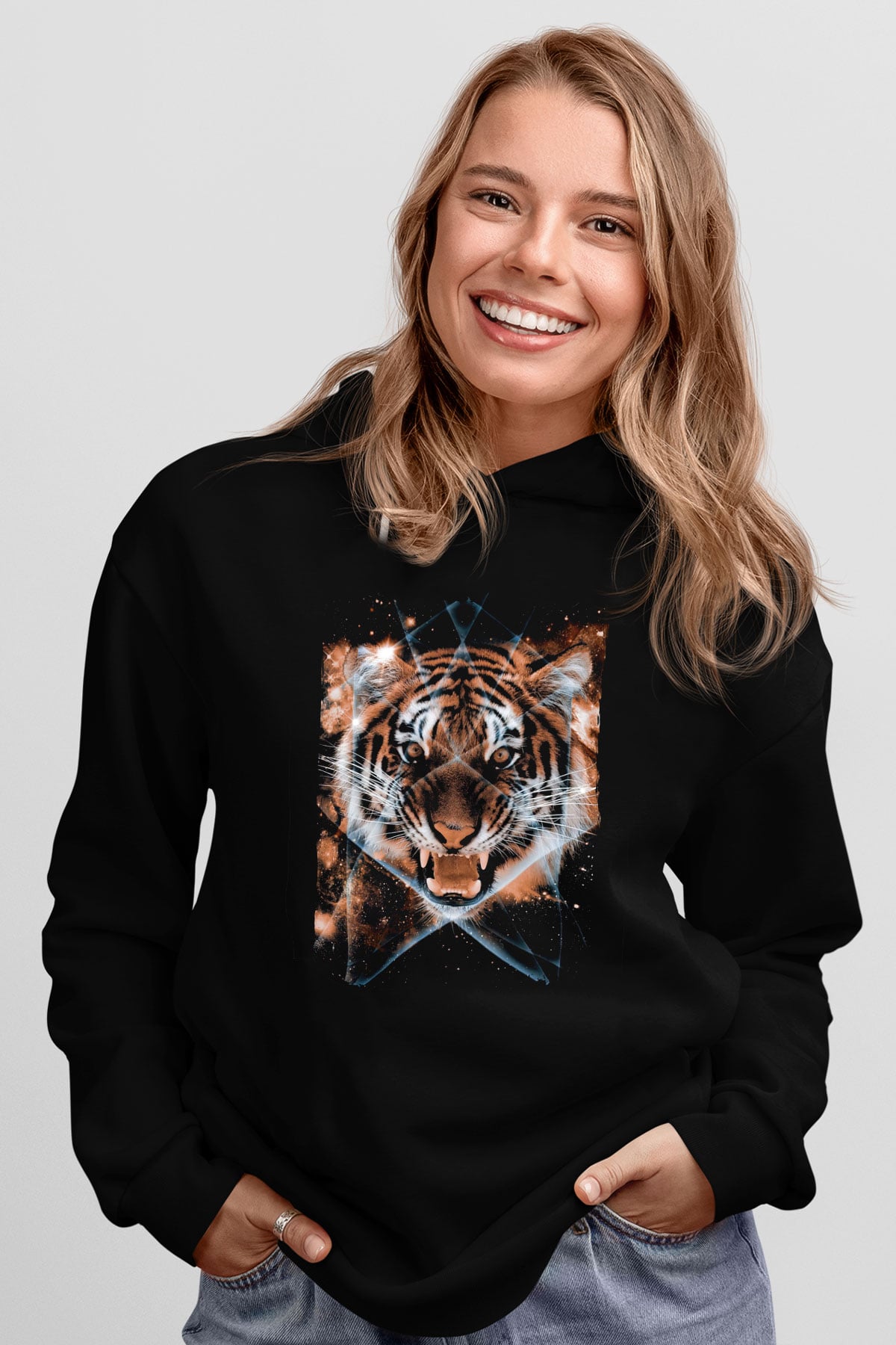 Kaplan Siyah Unisex Hoodie