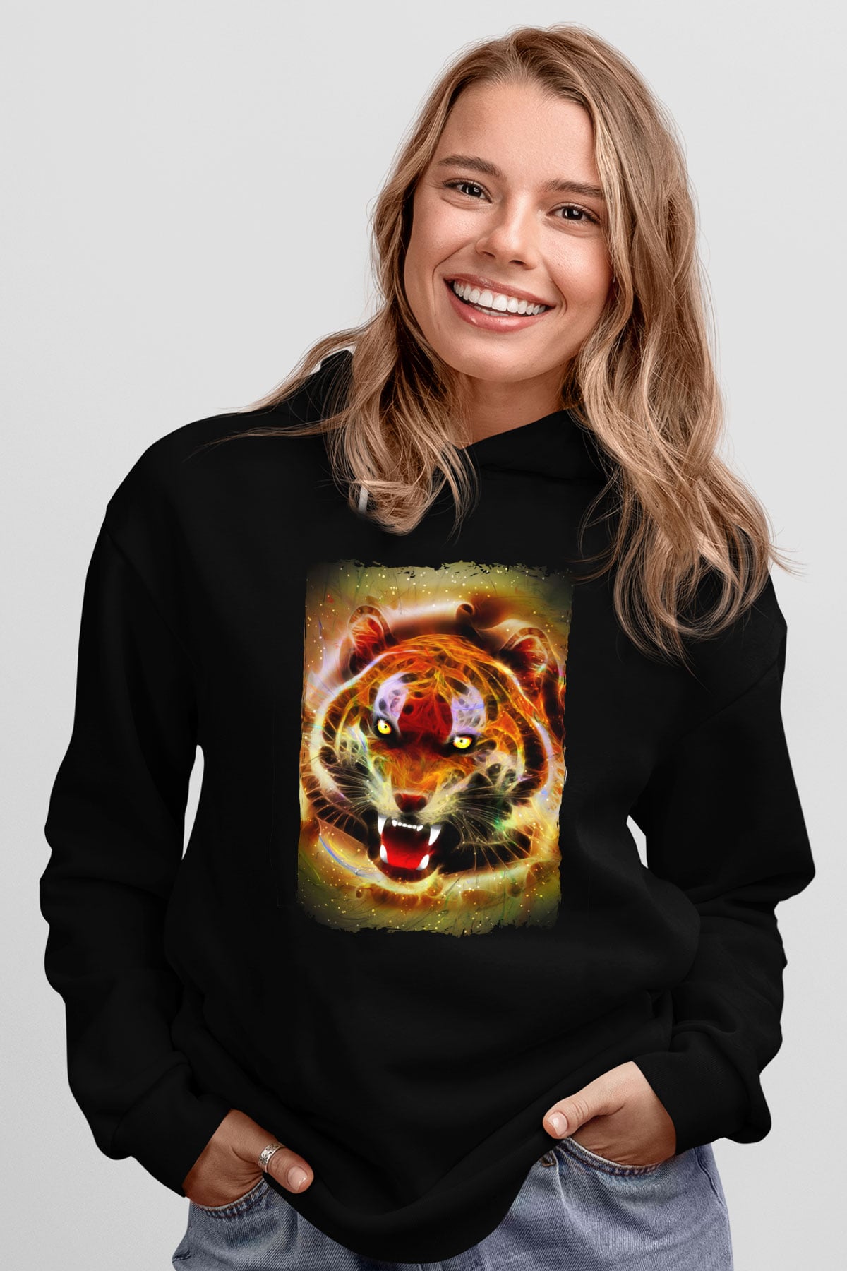Kaplan Siyah Unisex Hoodie