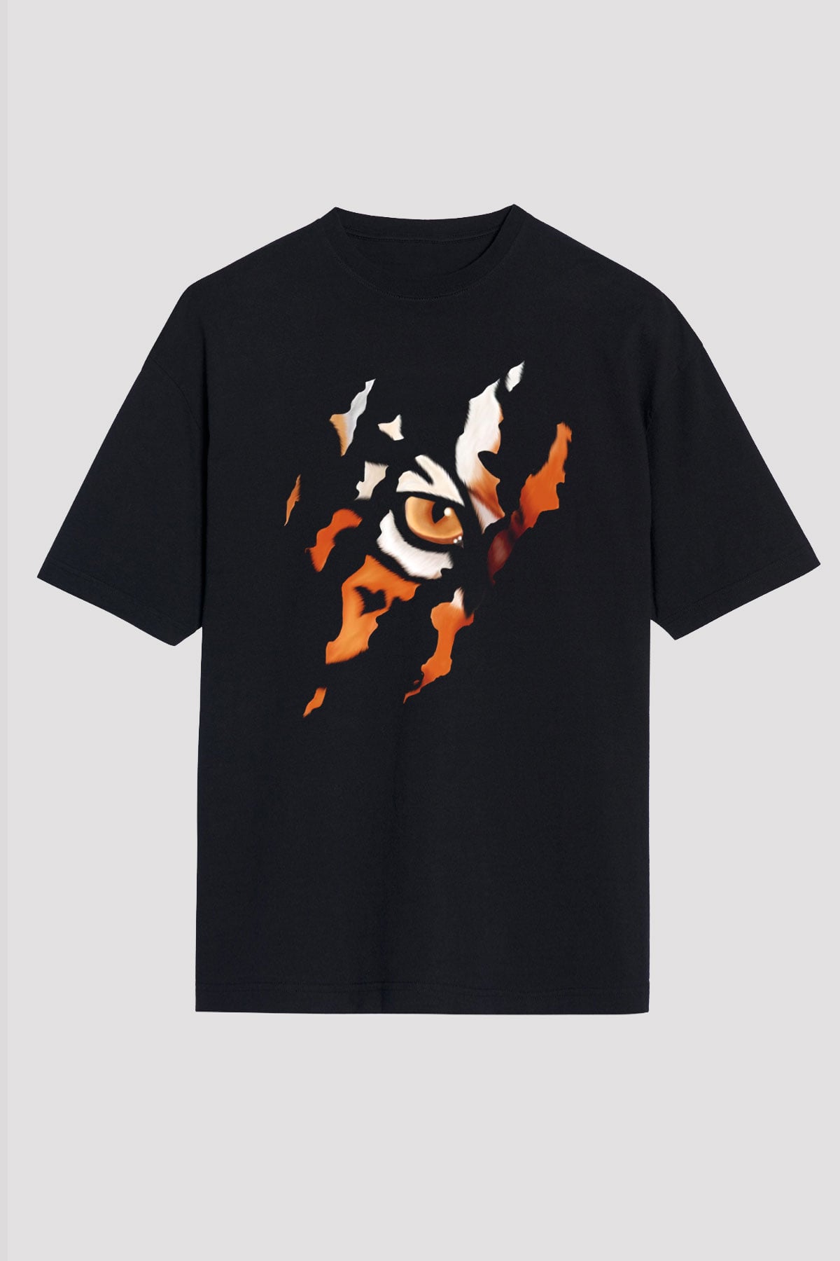 Kaplan Siyah Unisex Oversize Tişört T-Shirt