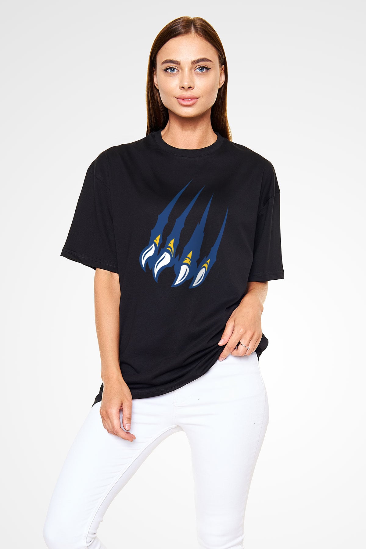 Kaplan Siyah Unisex Oversize Tişört T-Shirt