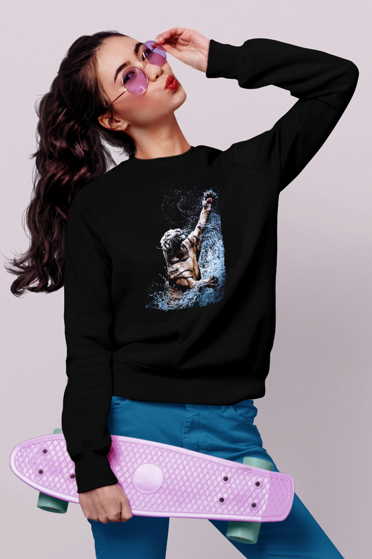 Kaplan Siyah Unisex Sweatshirt