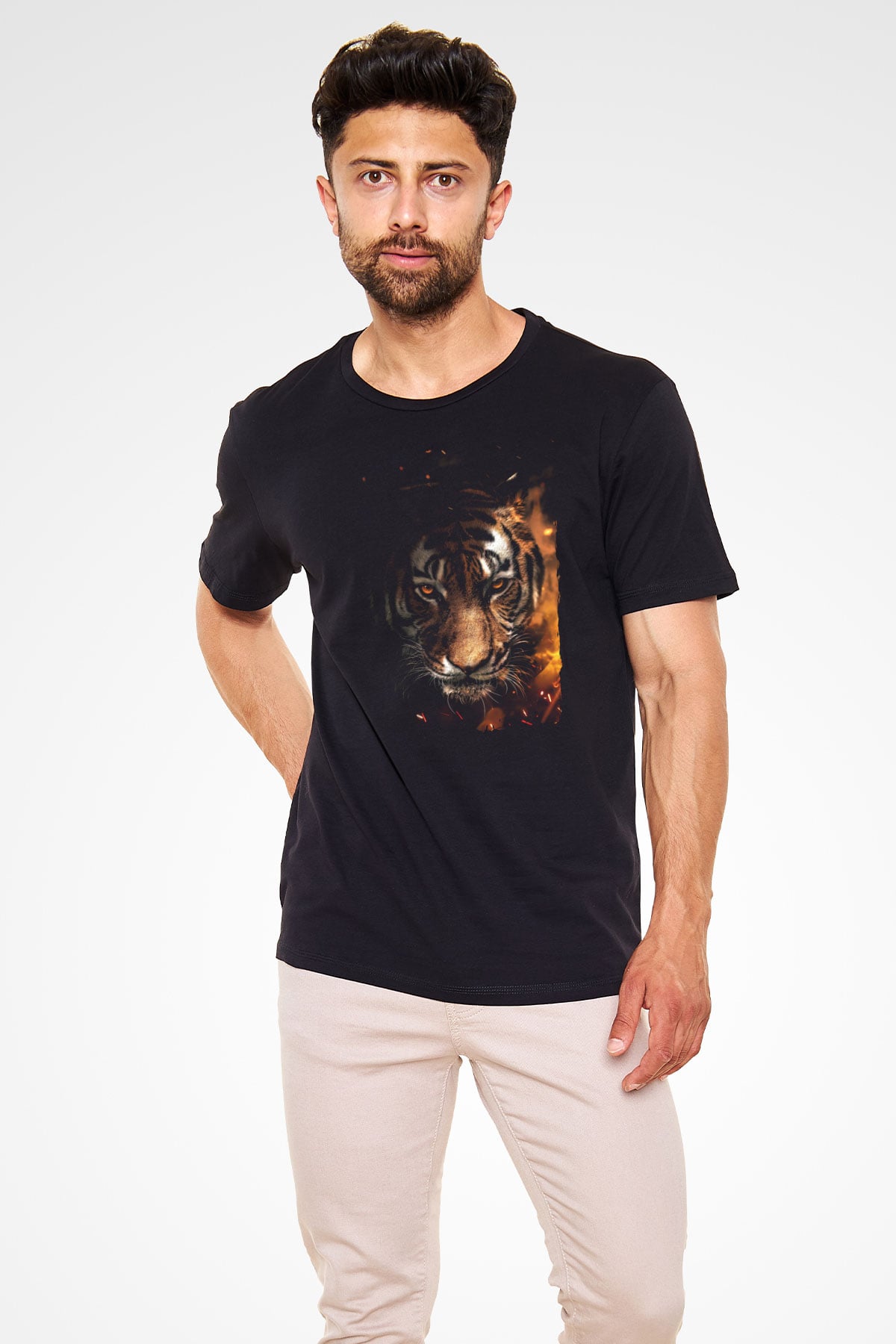 Kaplan Siyah Unisex Tişört T-Shirt - TişörtFabrikası