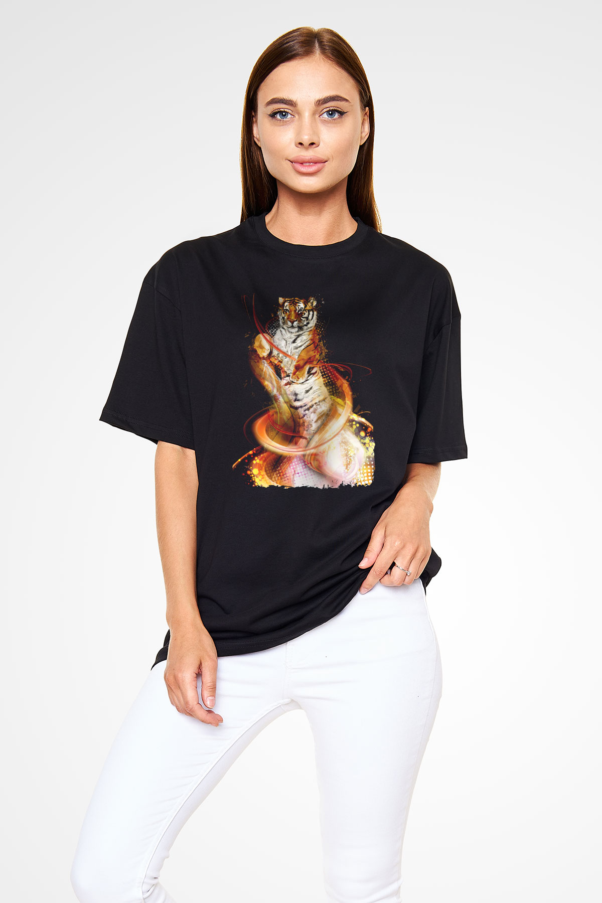 Kaplan Siyah Unisex Tişört T-Shirt - TişörtFabrikası