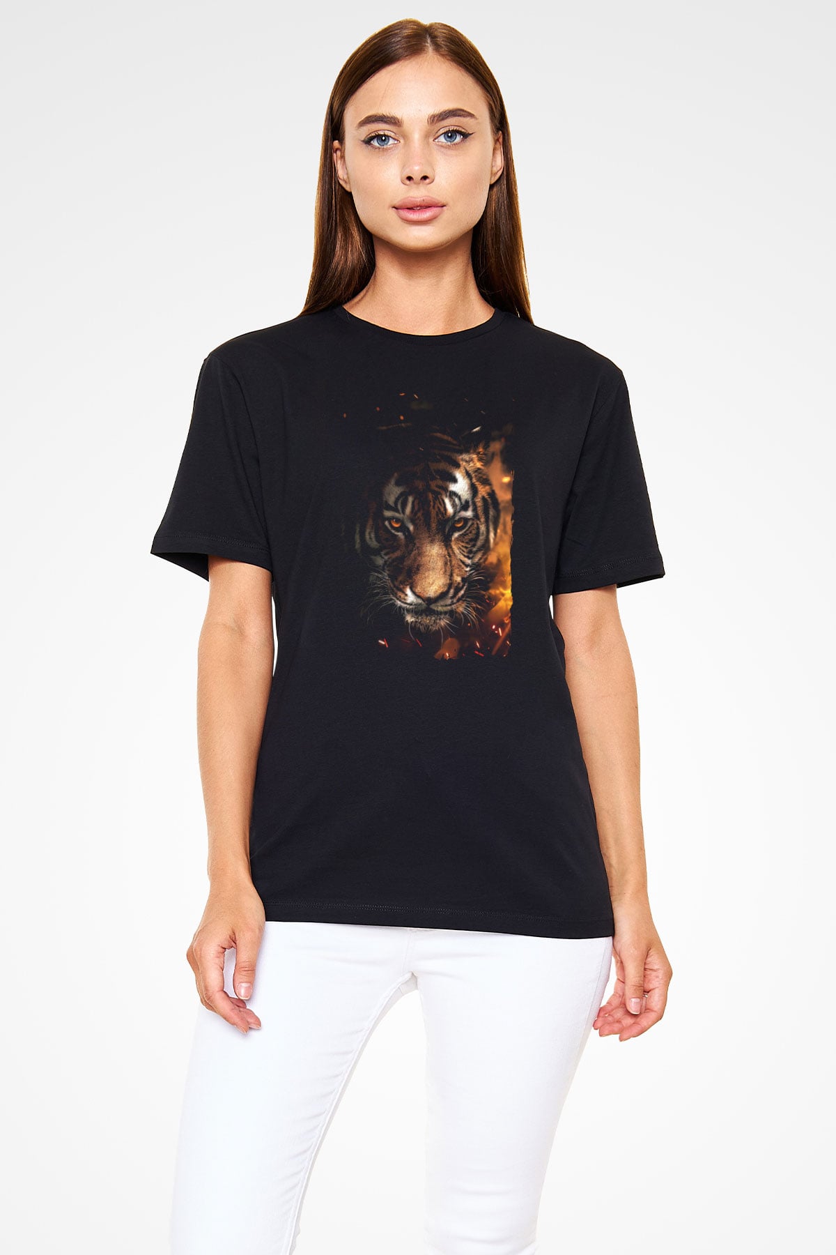 Kaplan Siyah Unisex Tişört T-Shirt - TişörtFabrikası