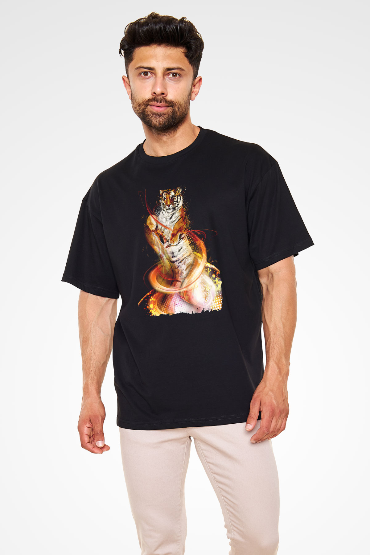 Kaplan Siyah Unisex Tişört T-Shirt - TişörtFabrikası