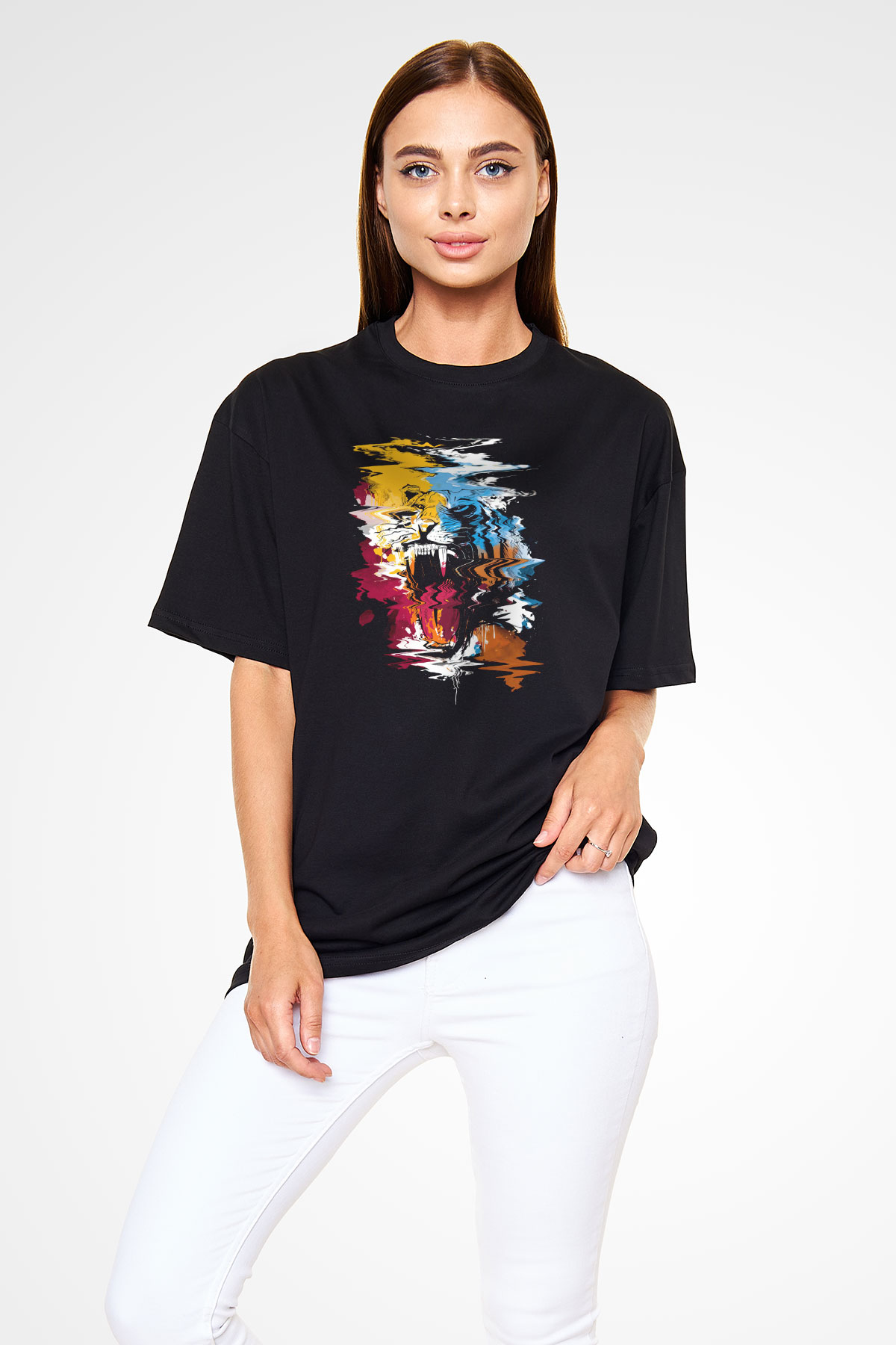 Kaplan Siyah Unisex Tişört T-Shirt - TişörtFabrikası
