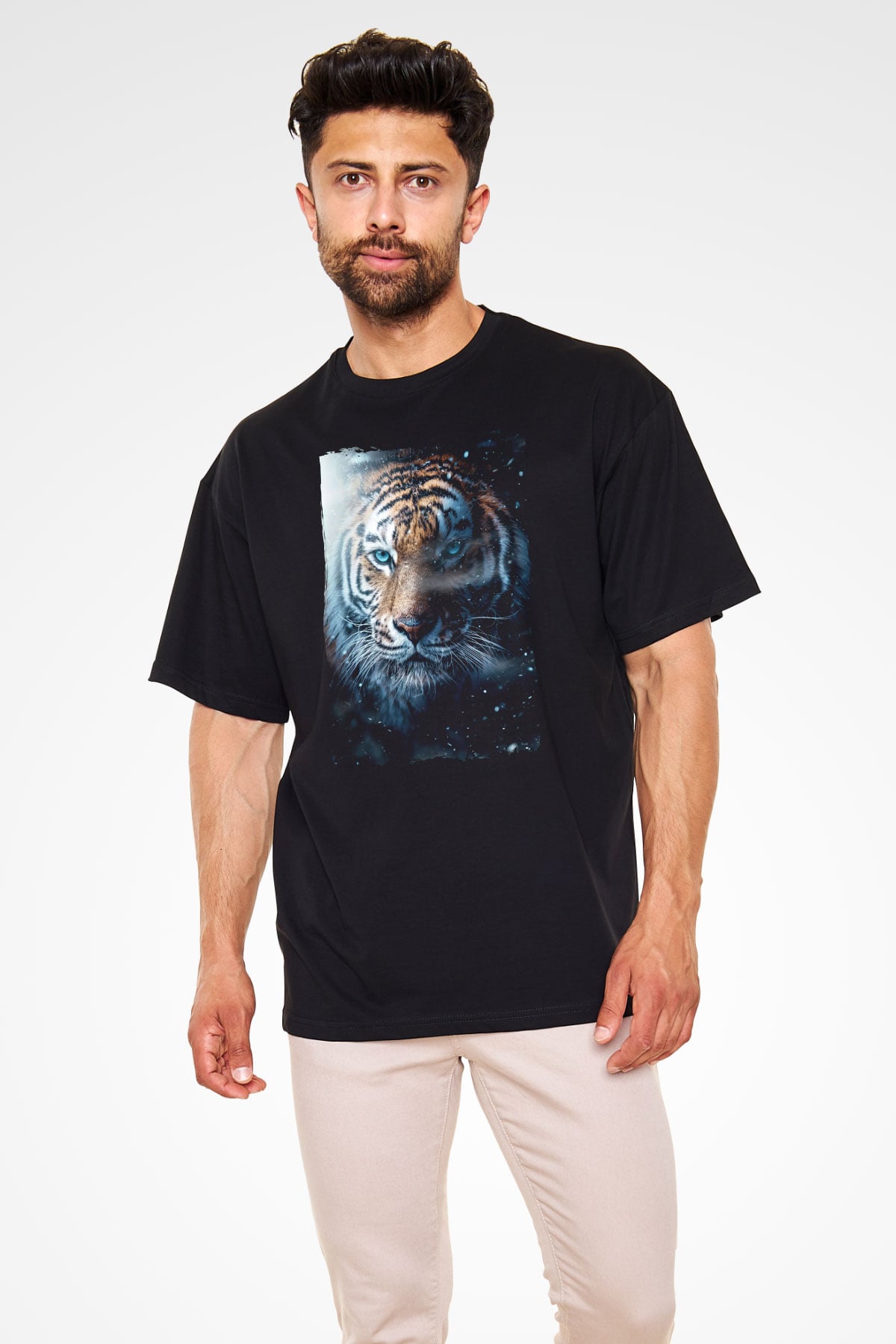Kaplan Siyah Unisex Tişört T-Shirt - TişörtFabrikası