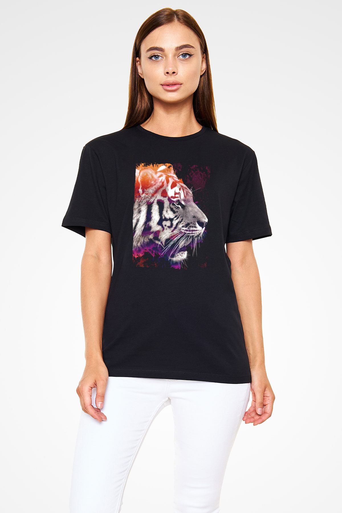 Kaplan Siyah Unisex Tişört T-Shirt - TişörtFabrikası