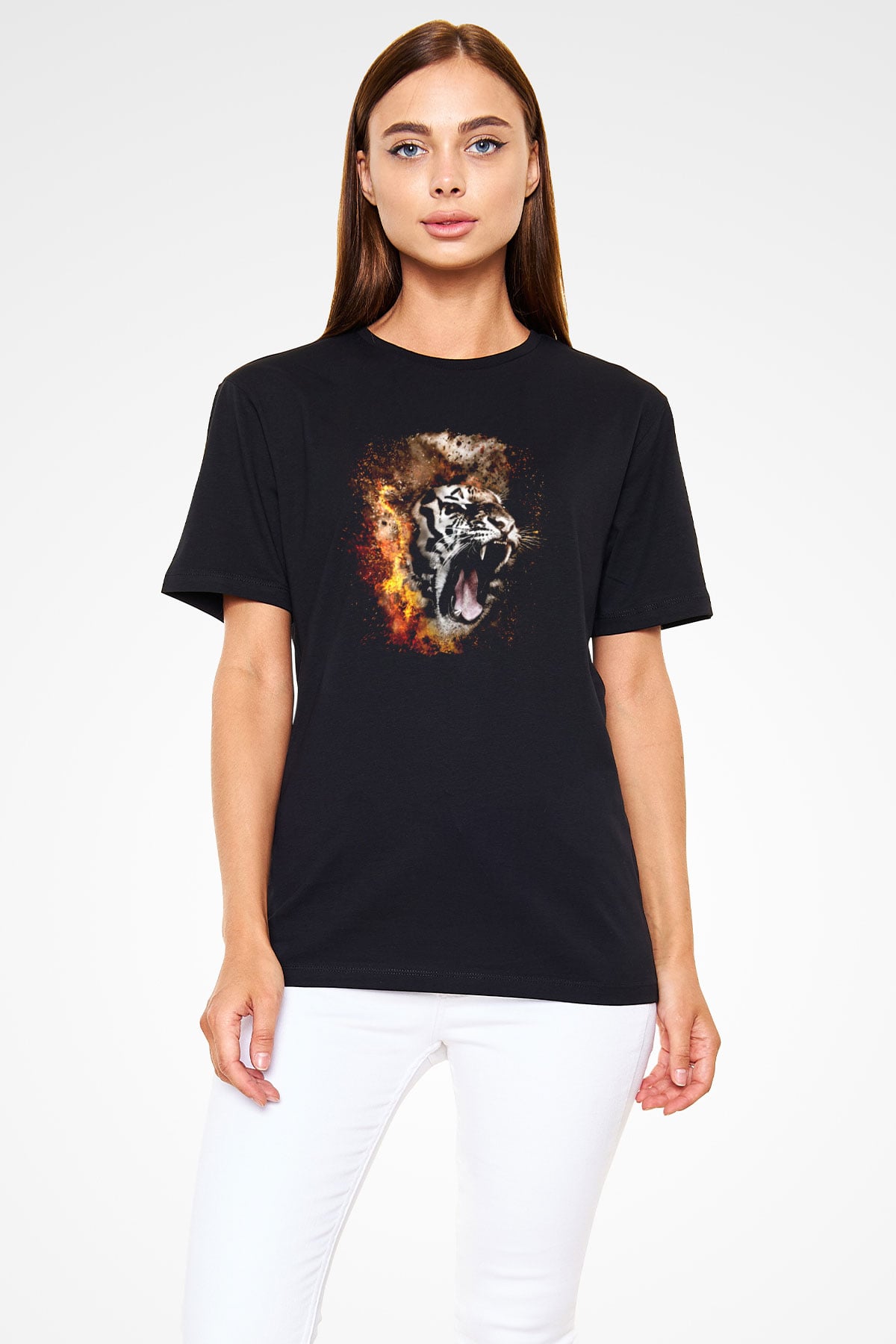 Kaplan Siyah Unisex Tişört T-Shirt - TişörtFabrikası