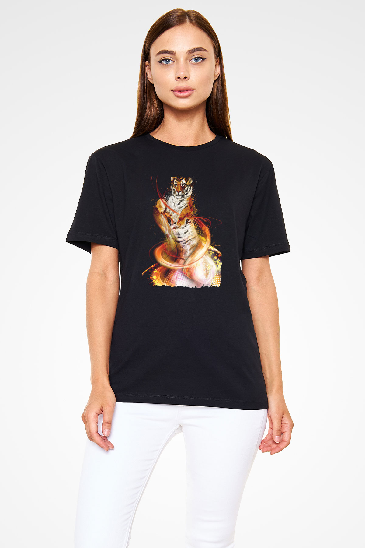 Kaplan Siyah Unisex Tişört T-Shirt - TişörtFabrikası