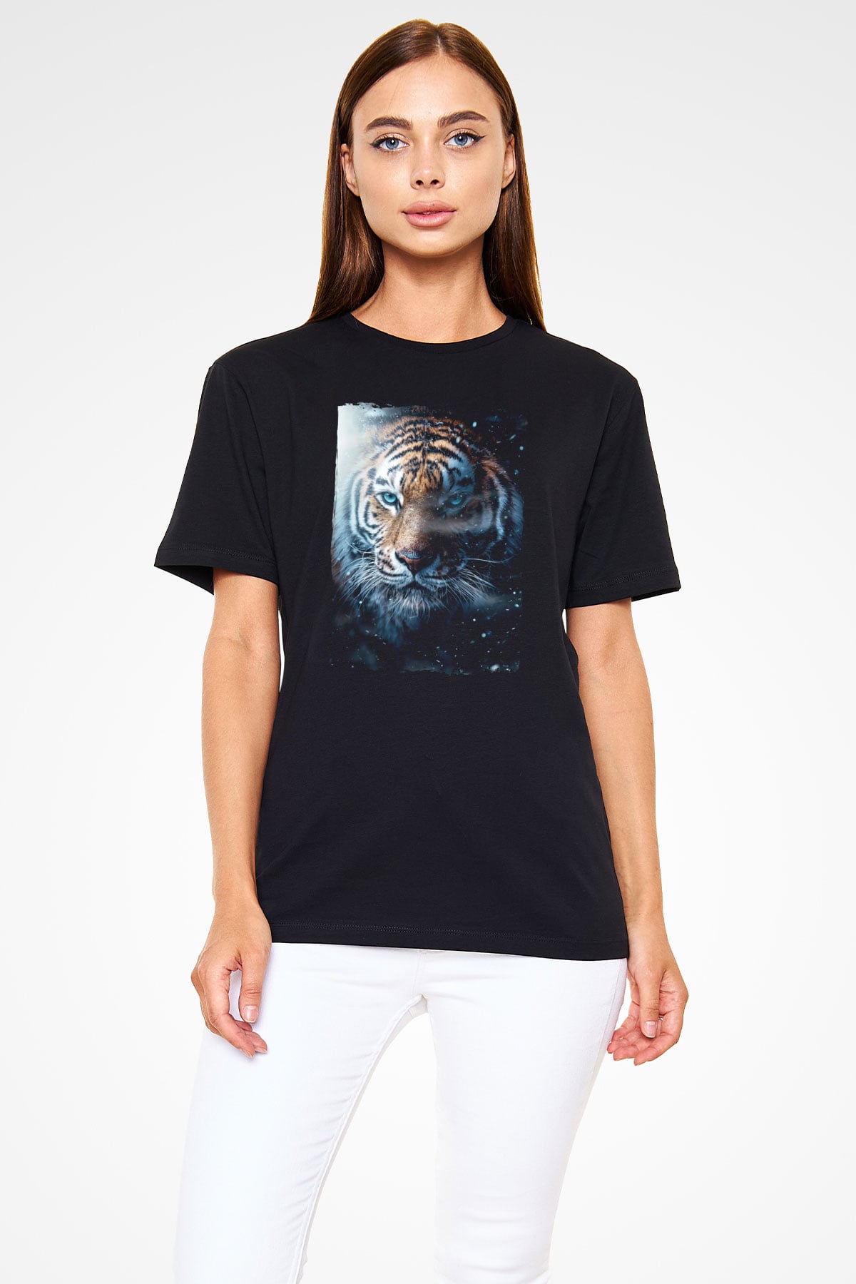 Kaplan Siyah Unisex Tişört T-Shirt - TişörtFabrikası