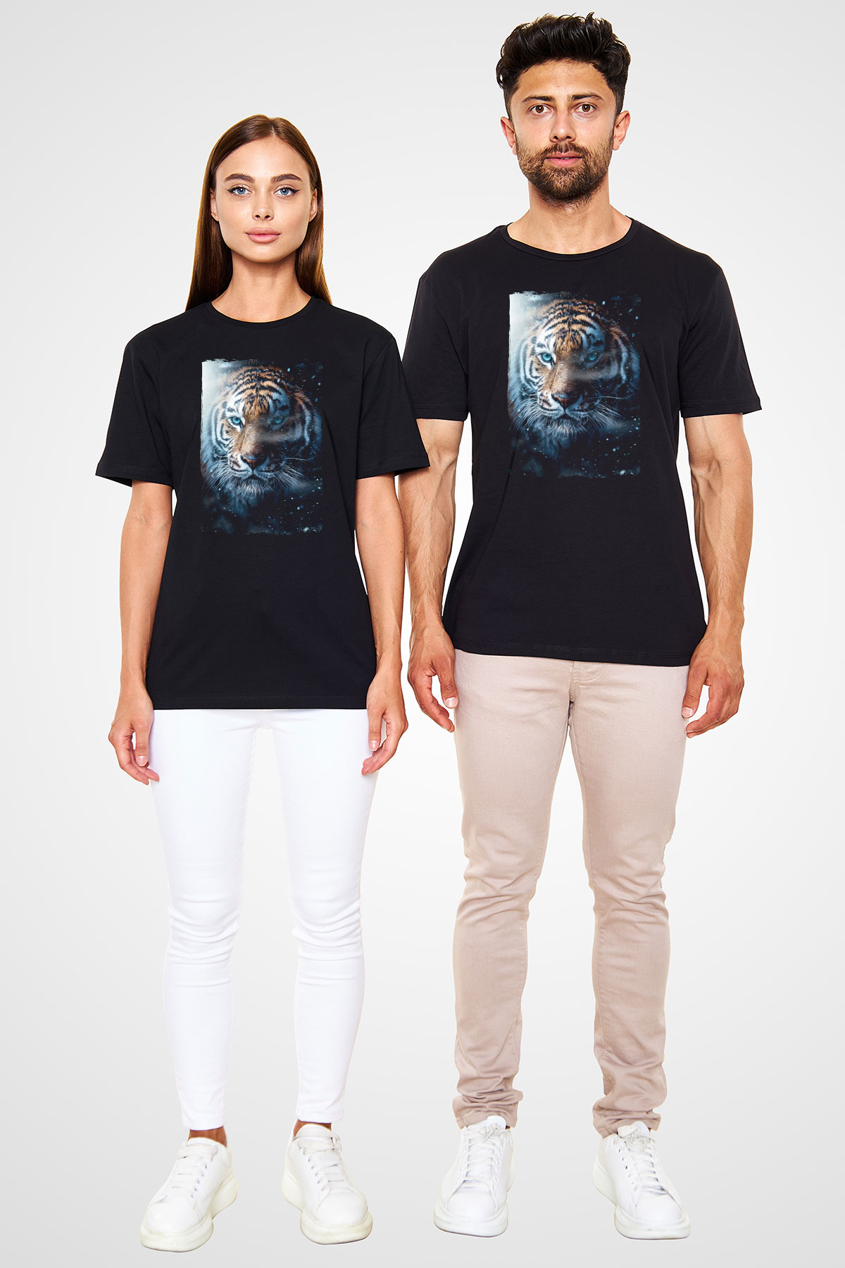 Kaplan Siyah Unisex Tişört T-Shirt - TişörtFabrikası