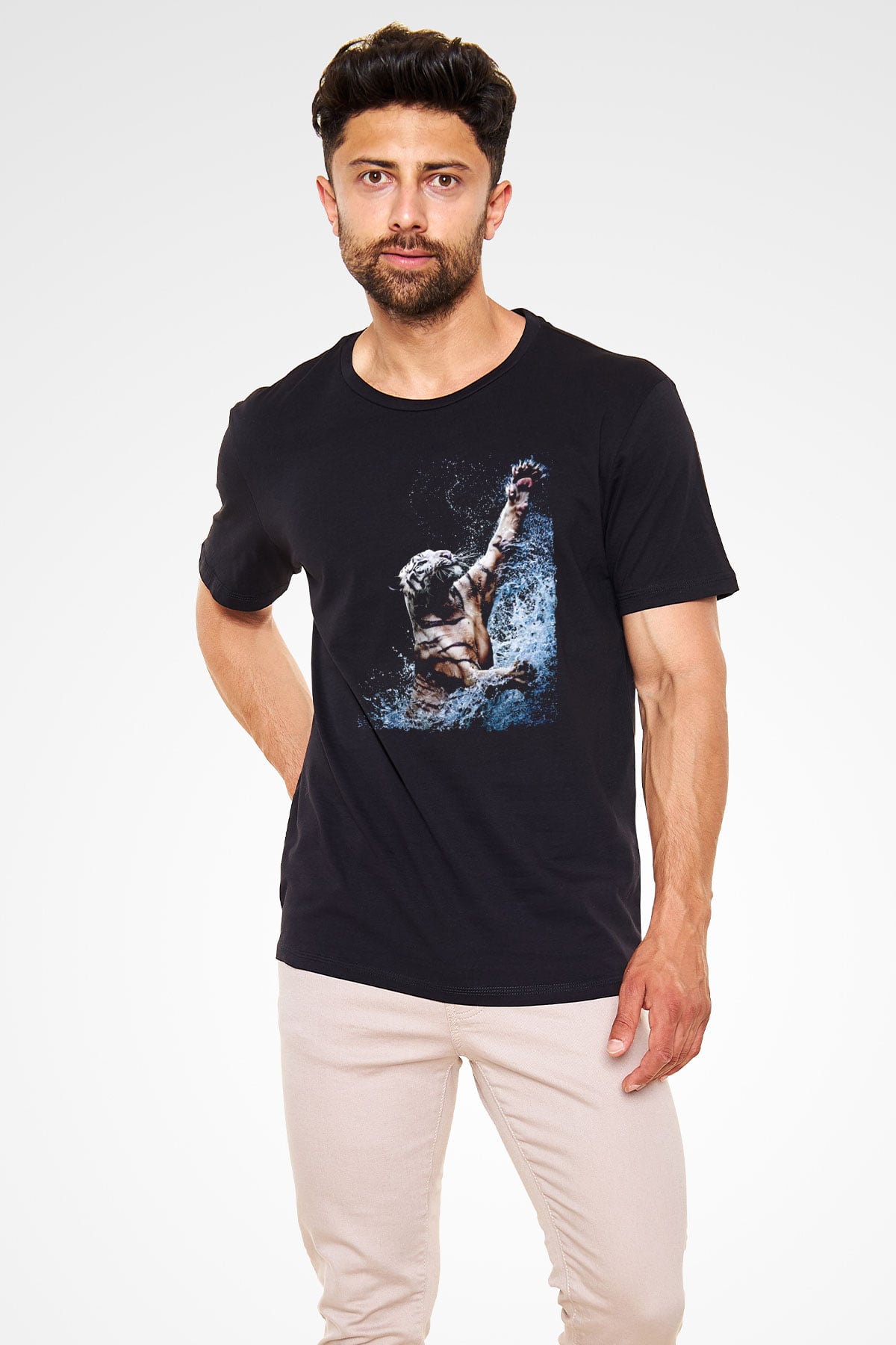Kaplan Siyah Unisex Tişört T-Shirt - TişörtFabrikası