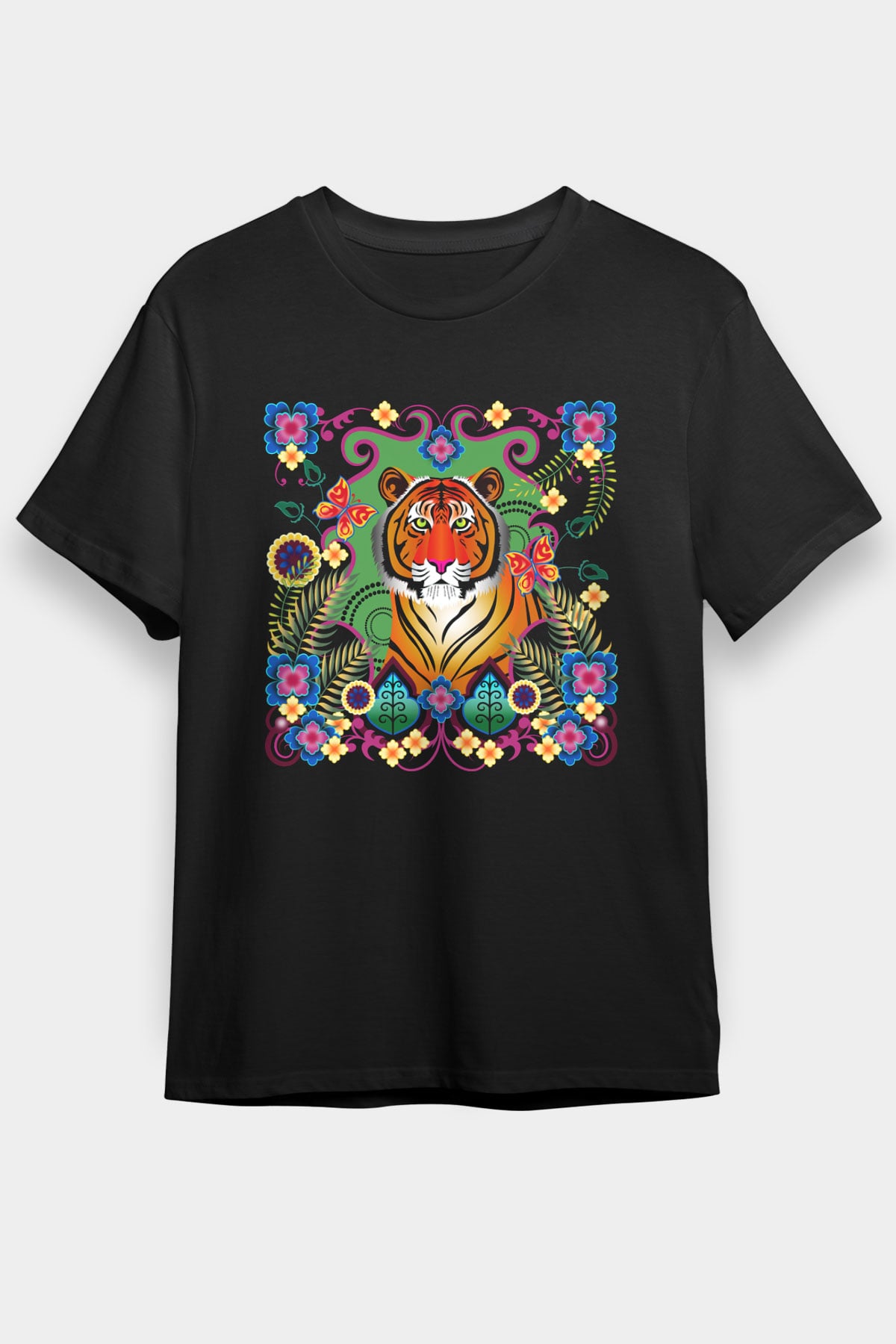 Kaplan Siyah Unisex Tişört T-Shirt - TişörtFabrikası