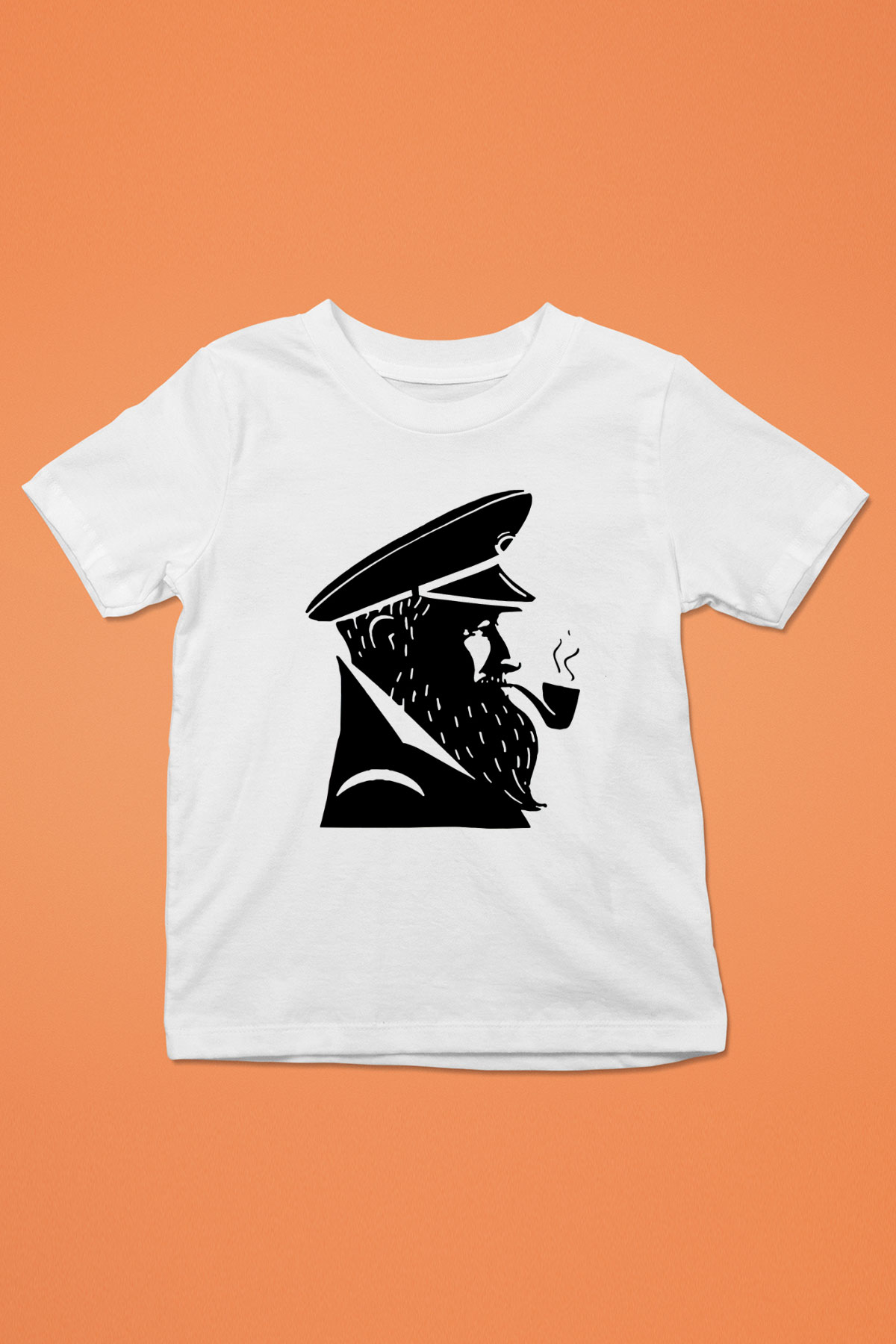 Kaptan Baskılı Beyaz Unisex Çocuk Tişört
