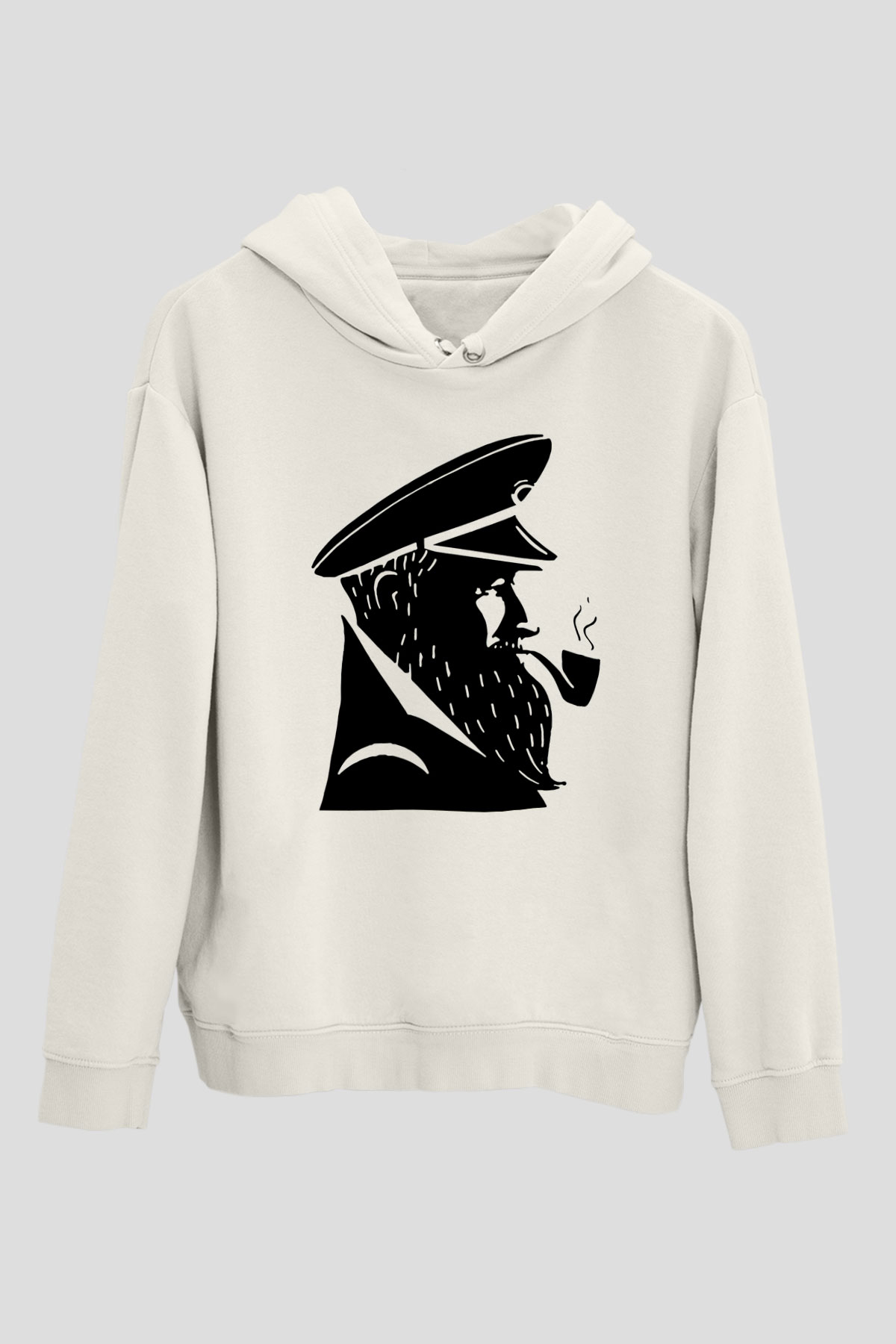 Kaptan Beyaz Unisex Hoodie