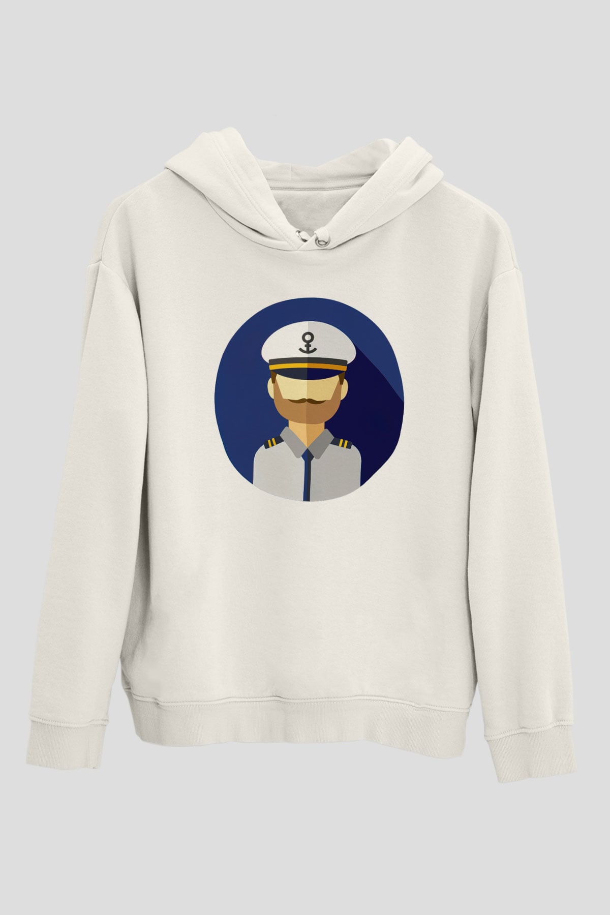 Kaptan Beyaz Unisex Hoodie