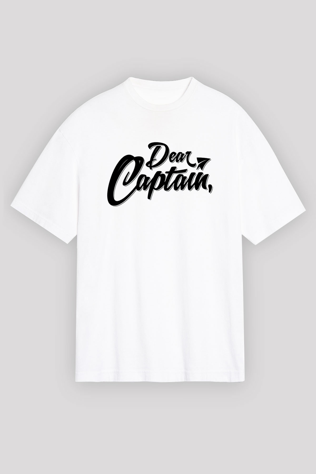 Kaptan Beyaz Unisex Oversize Tişört T-Shirt