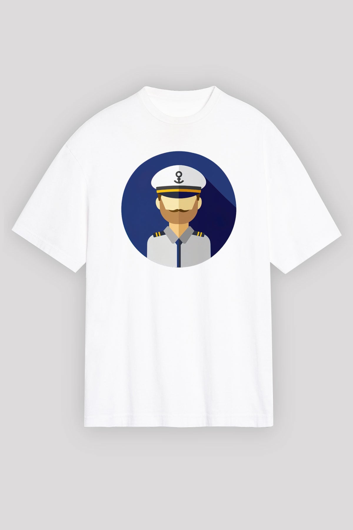 Kaptan Beyaz Unisex Oversize Tişört T-Shirt