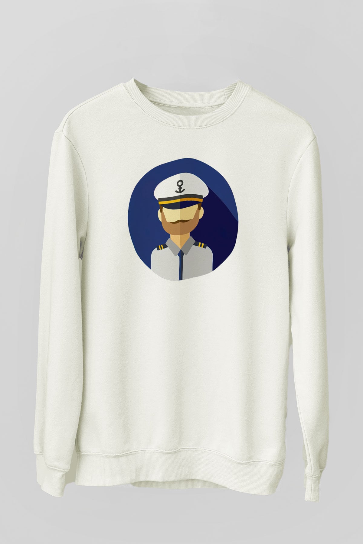 Kaptan Beyaz Unisex Sweatshirt