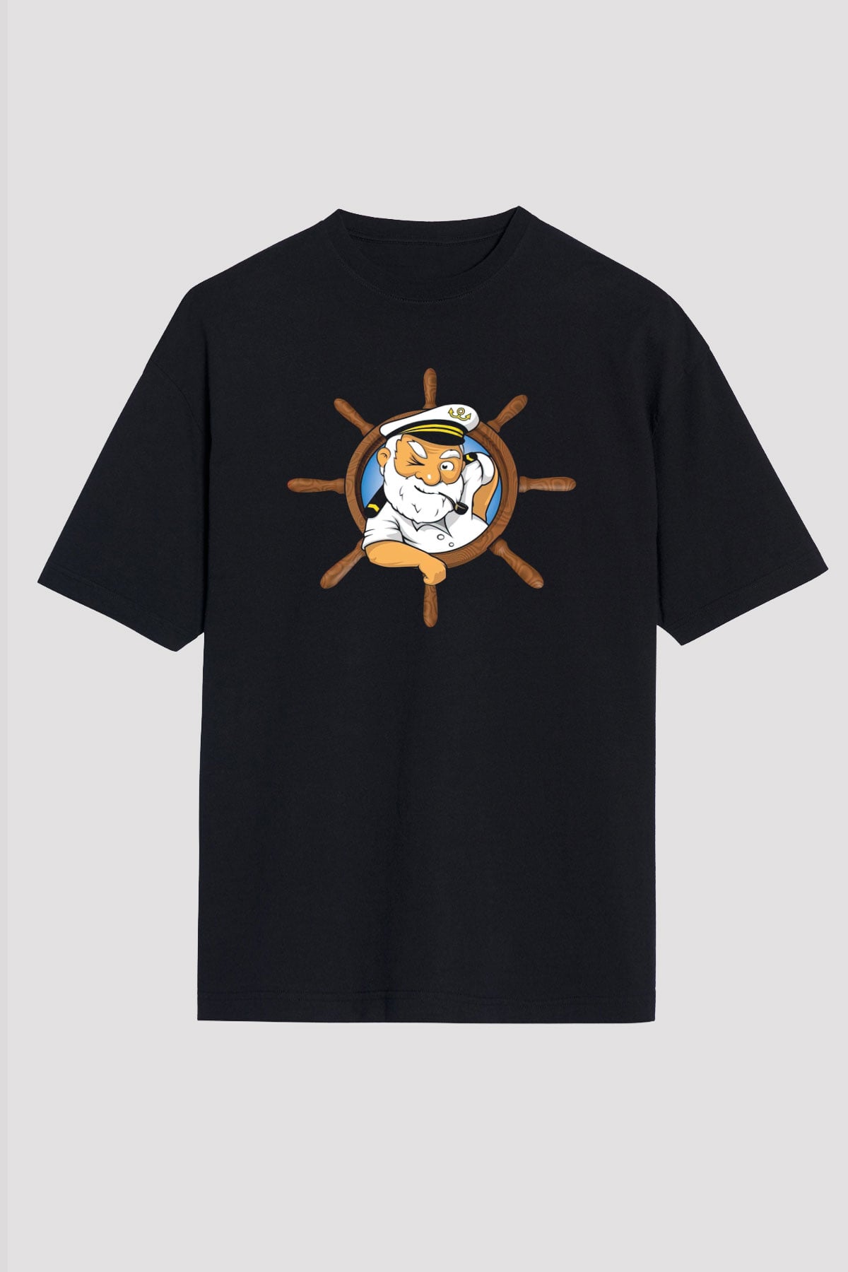 Kaptan Siyah Unisex Oversize Tişört T-Shirt