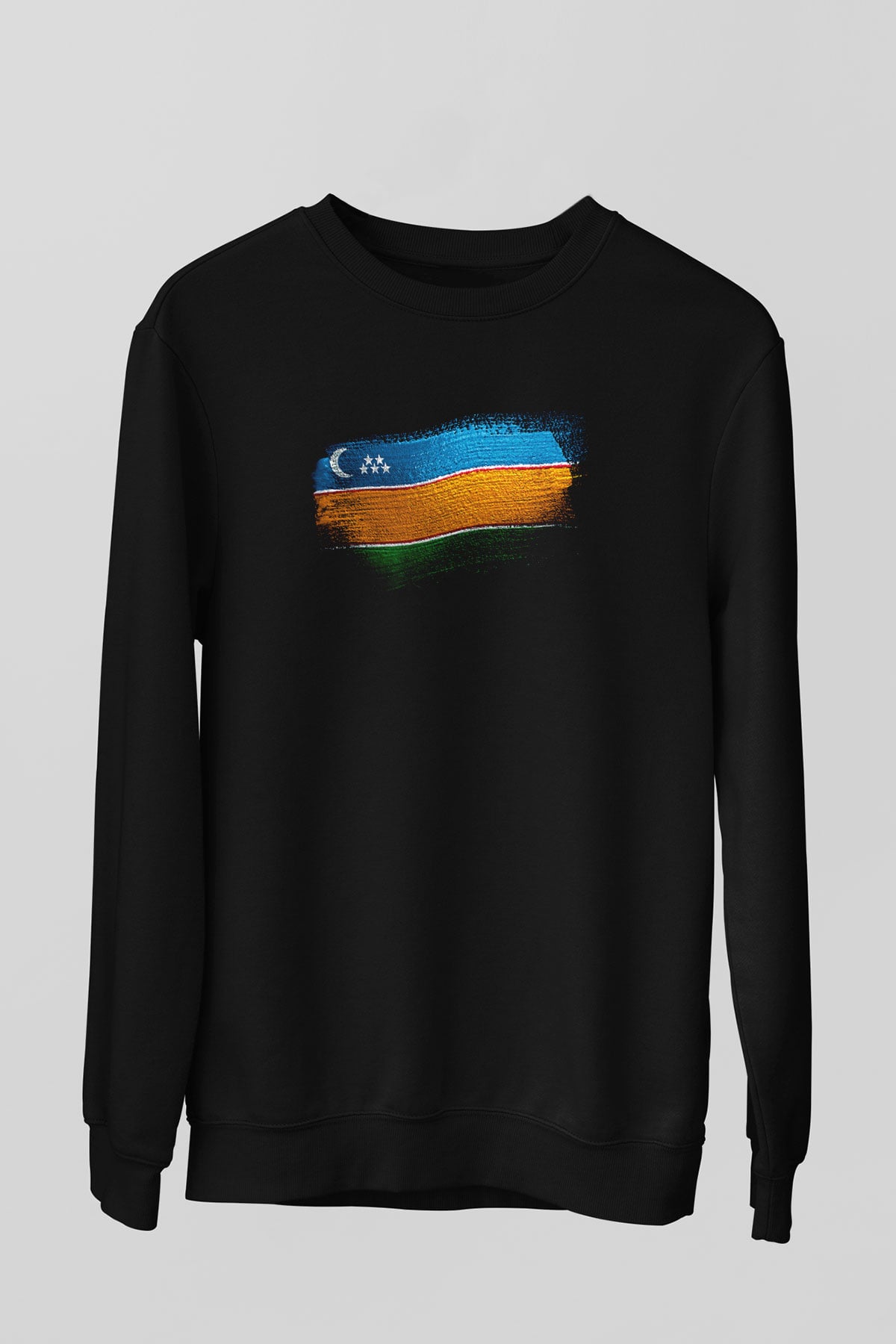 Karakalpakistan - Karakalpakstan Bayrağı Baskılı Unisex Siyah Sweatshirt