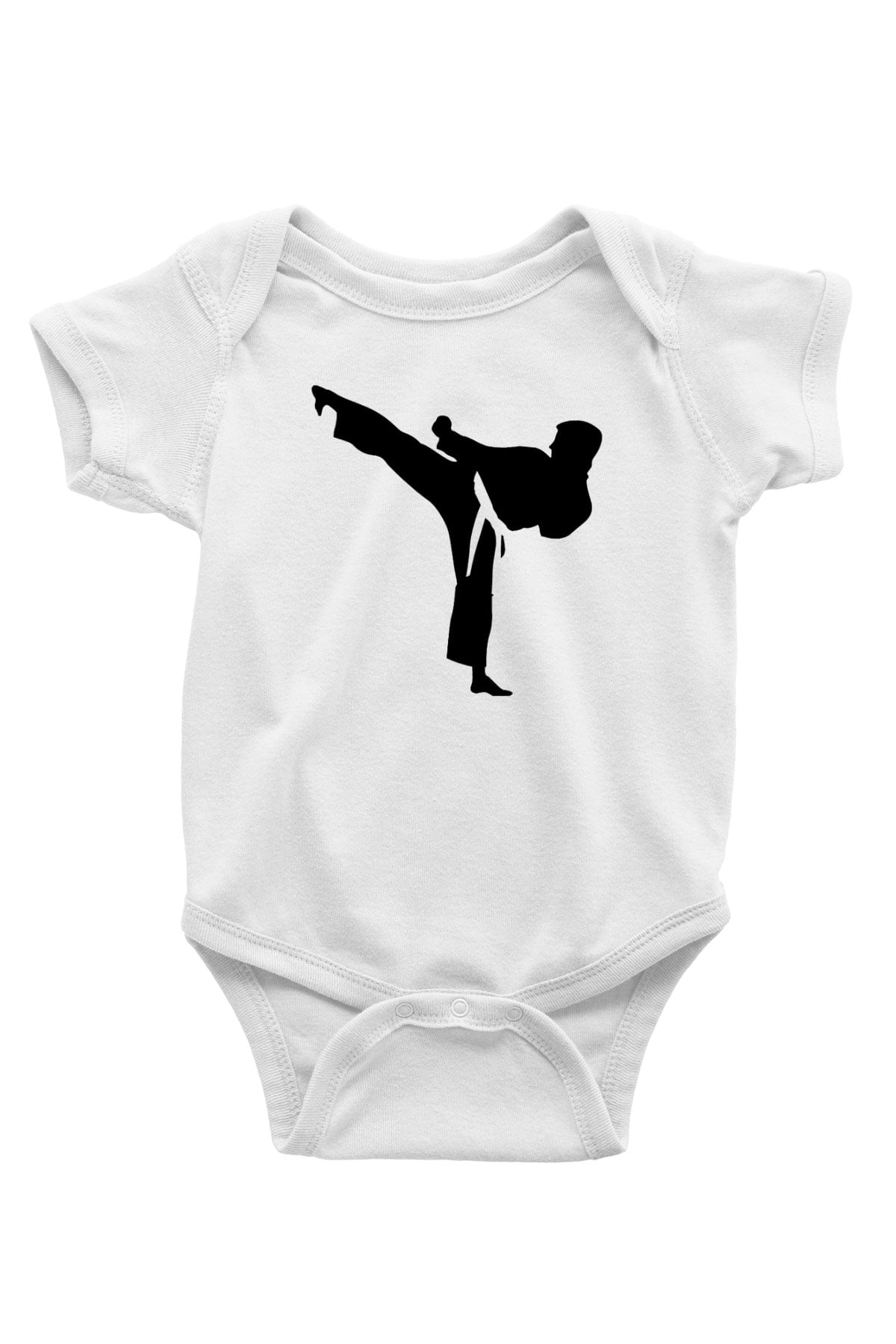 Karate Baskılı Beyaz Unisex Bebek Body - Zıbın