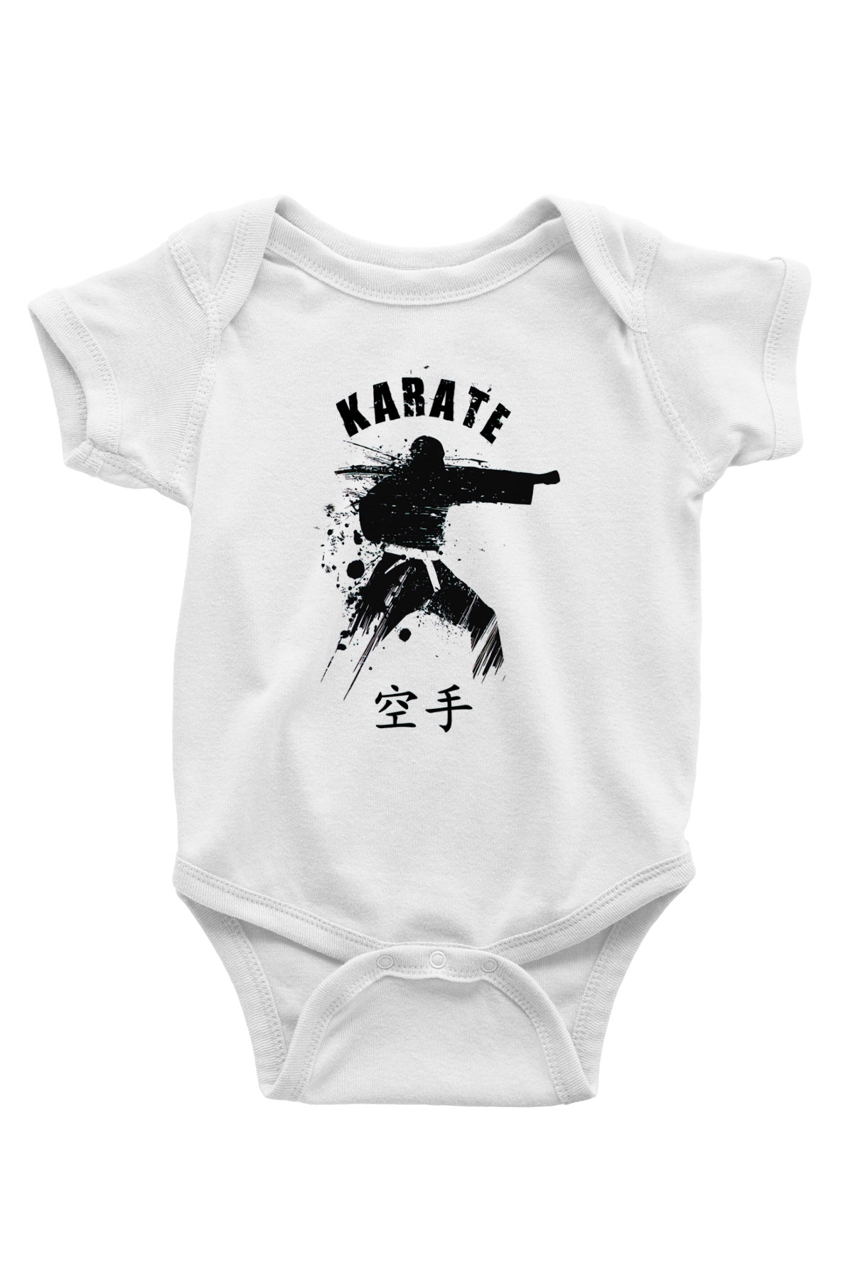 Karate Baskılı Beyaz Unisex Bebek Body - Zıbın