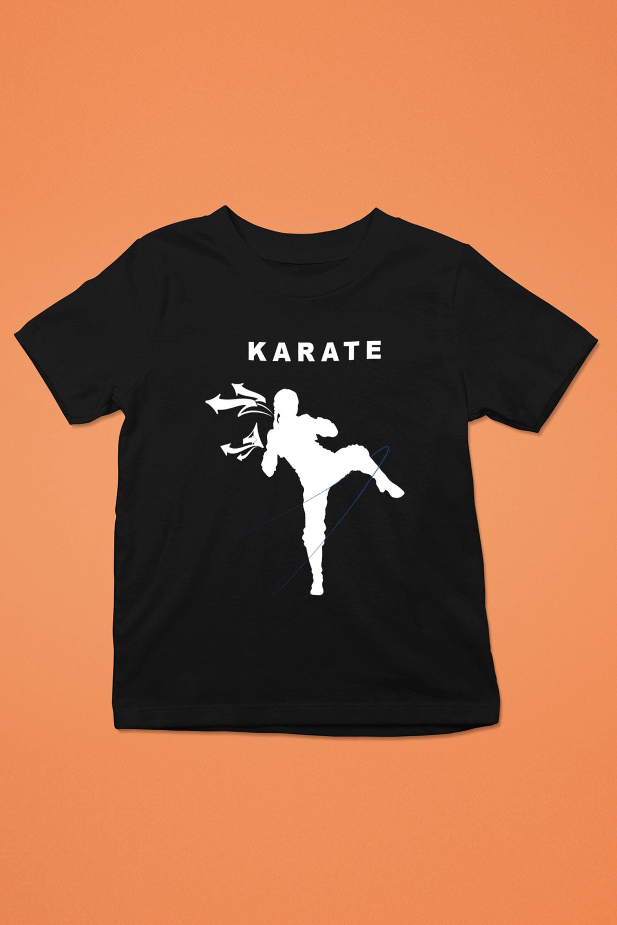 Karate Baskılı Siyah Unisex Çocuk Tişört