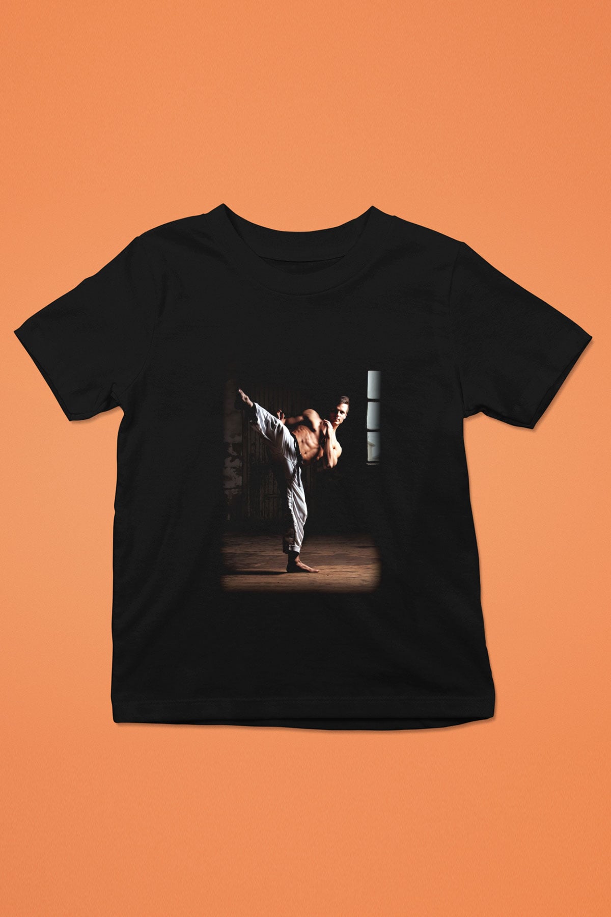 Karate Baskılı Siyah Unisex Çocuk Tişört