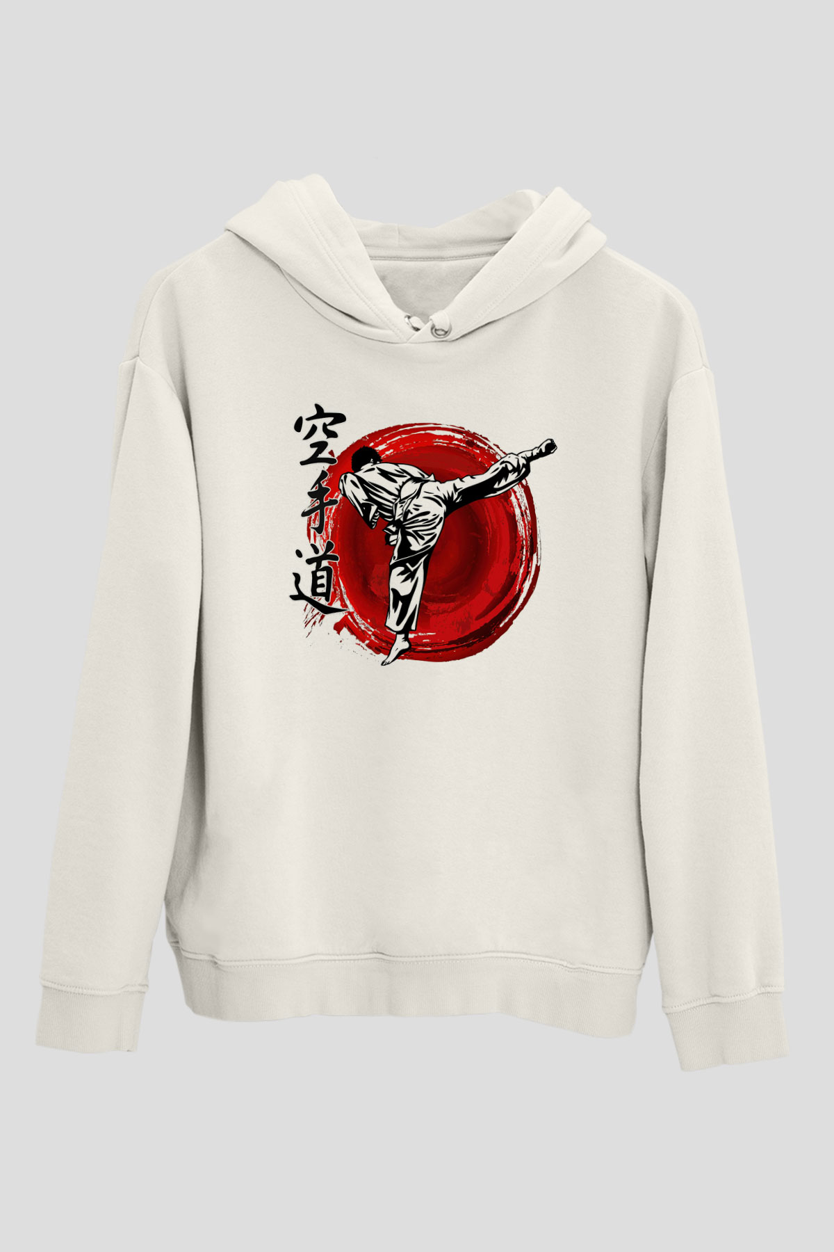 Karate Beyaz Unisex Kapüşonlu Sweatshirt