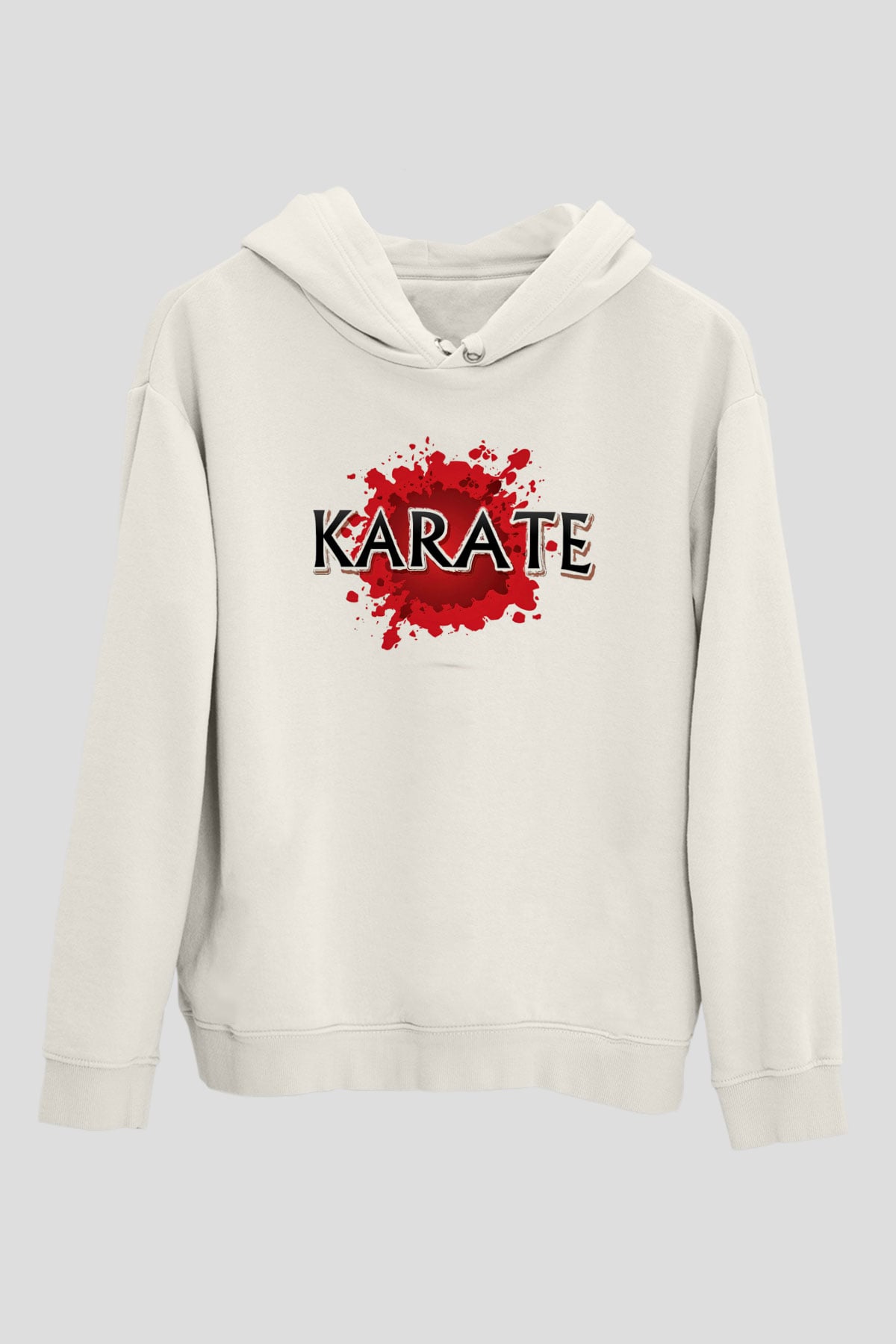 Karate Beyaz Unisex Kapüşonlu Sweatshirt