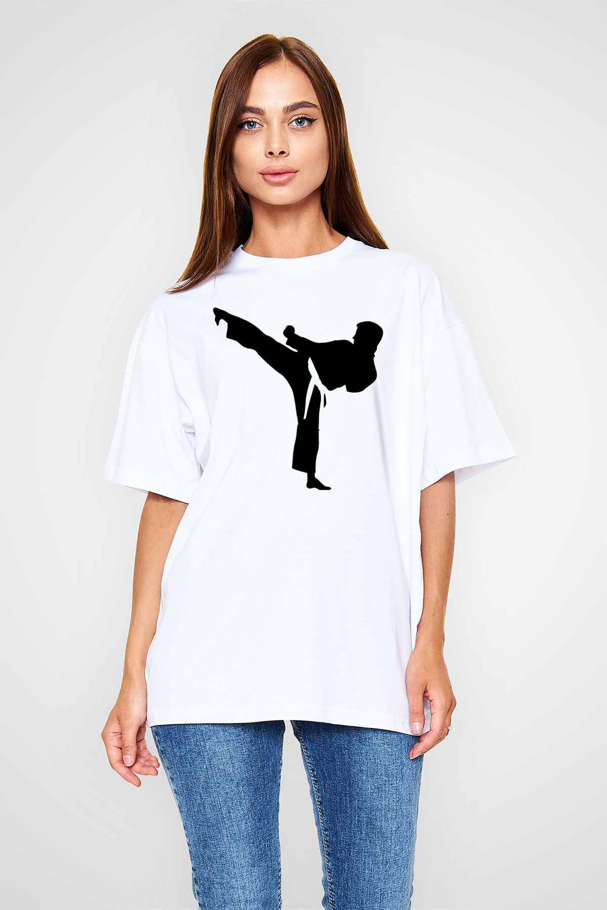Karate Beyaz Unisex Oversize Tişört T-Shirt
