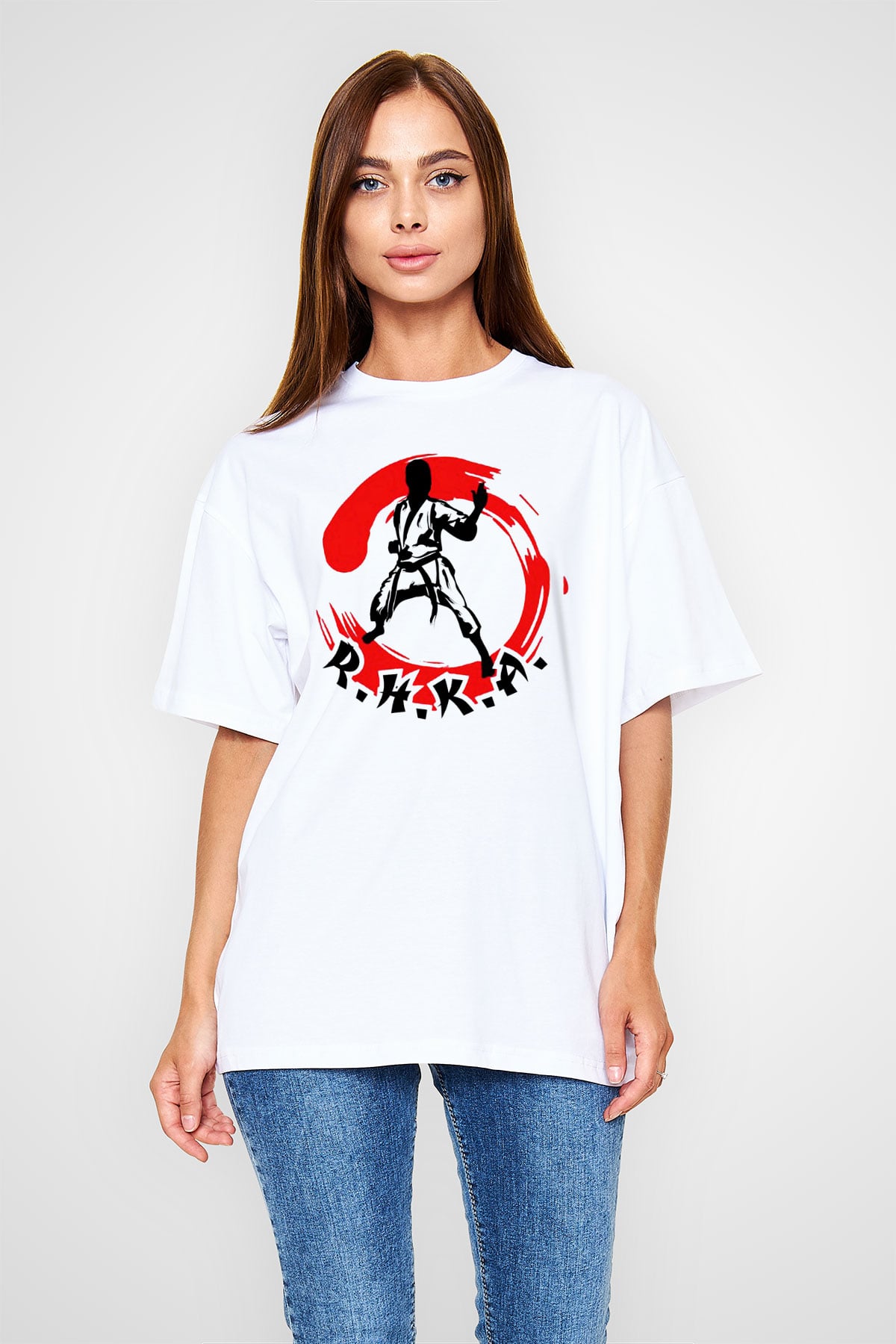 Karate Beyaz Unisex Oversize Tişört T-Shirt