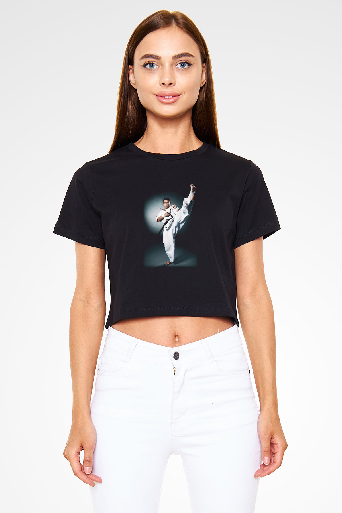 Karate Siyah Crop Top Tişört