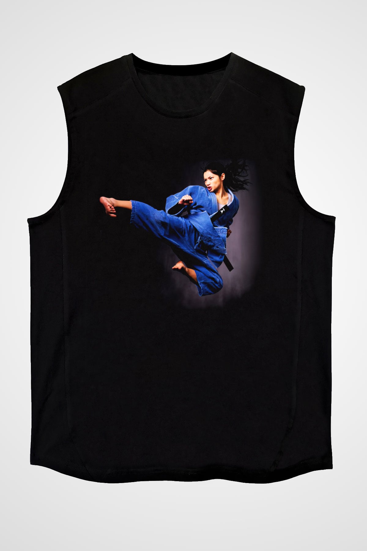 Karate Siyah Unisex Kolsuz Tişört