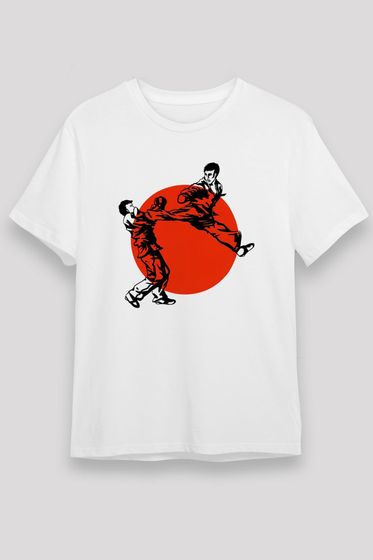 Karate Temalı Baskılı Beyaz Tişört