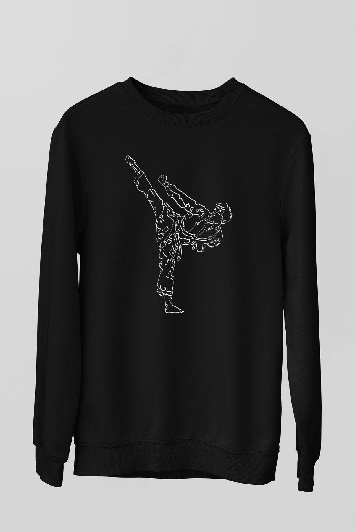 Karateci Baskılı Unisex Siyah  Sweatshirt