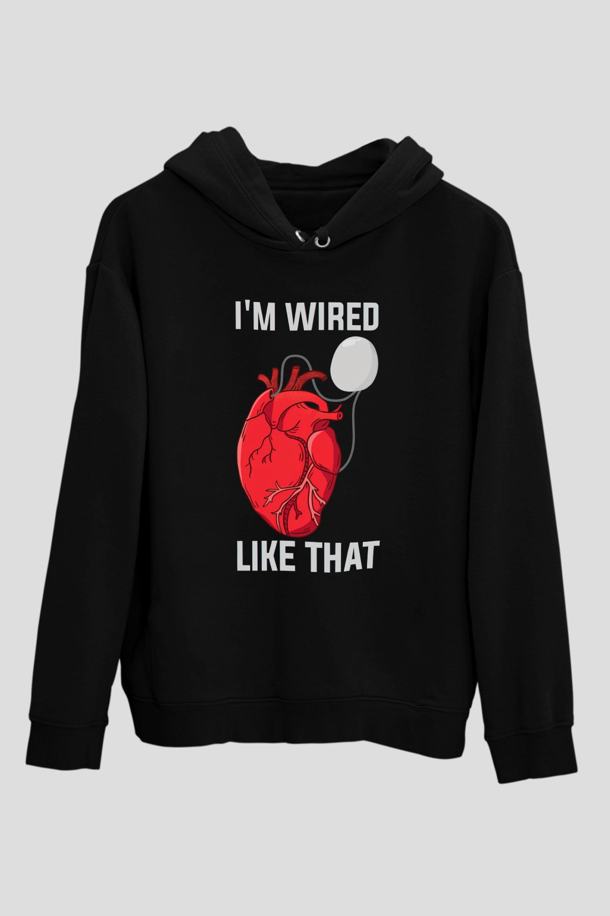 Kardiyolog Siyah Unisex Kapüşonlu Sweatshirt