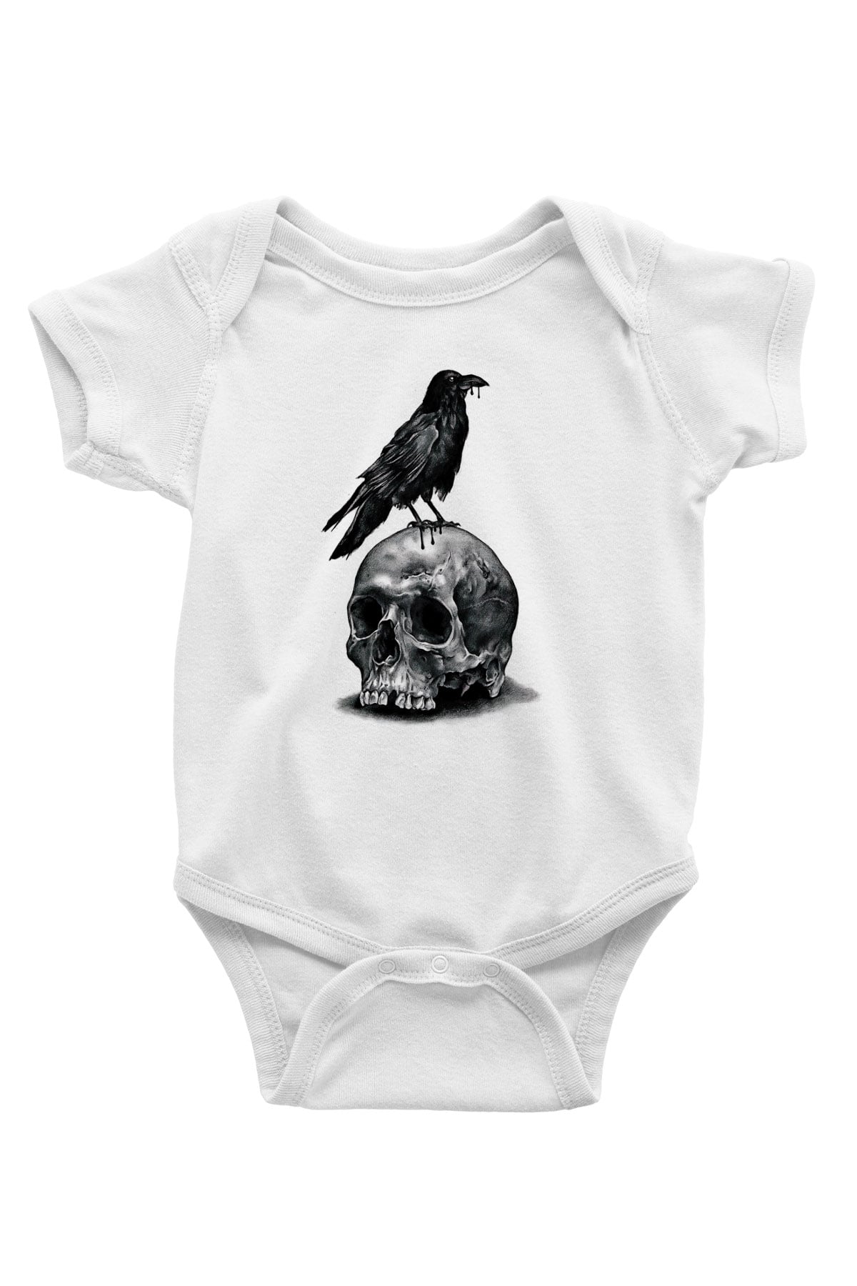 Karga Baskılı Beyaz Unisex Bebek Body - Zıbın