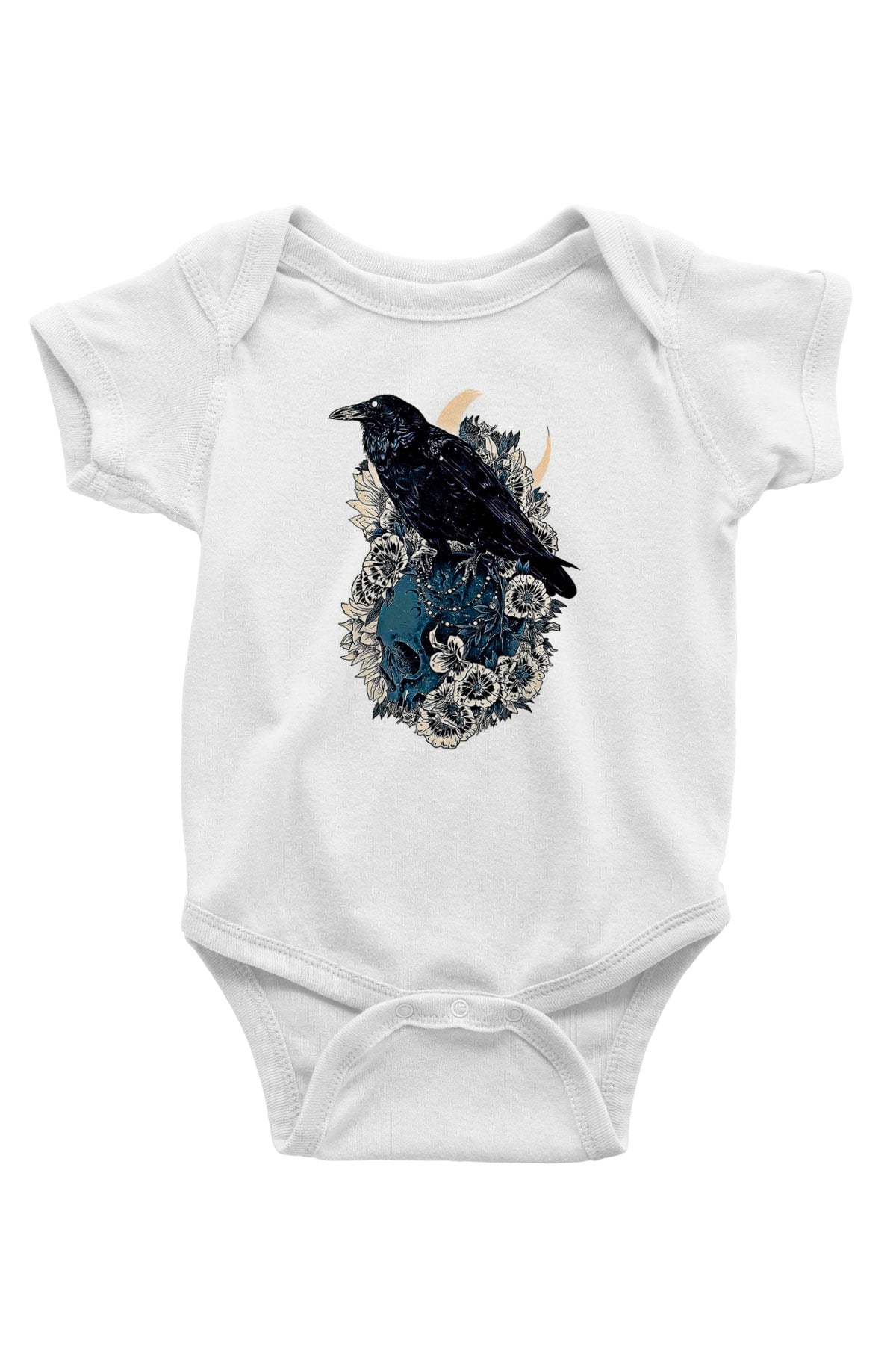 Karga Baskılı Beyaz Unisex Bebek Body - Zıbın