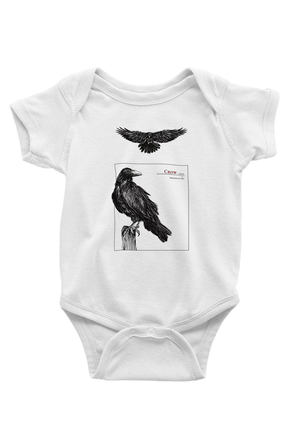 Karga Baskılı Beyaz Unisex Bebek Body - Zıbın
