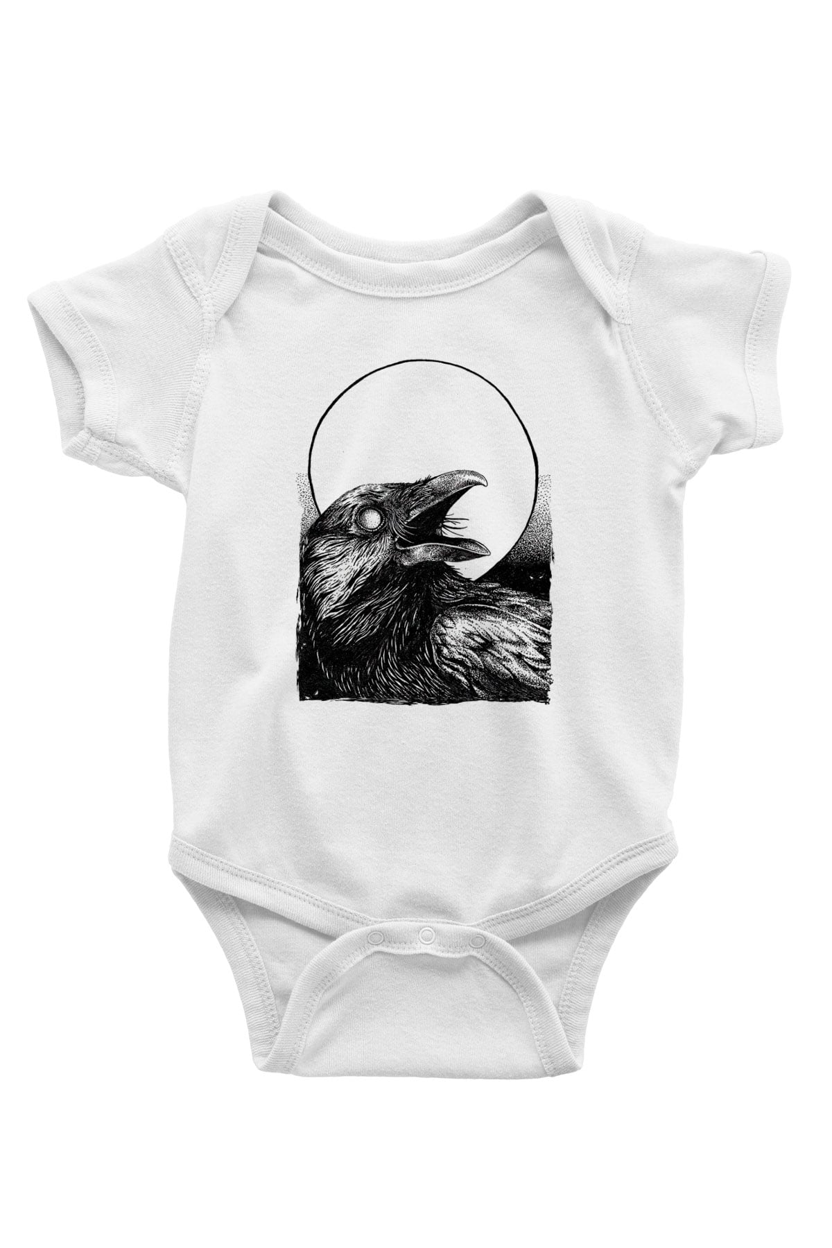 Karga Baskılı Beyaz Unisex Bebek Body - Zıbın