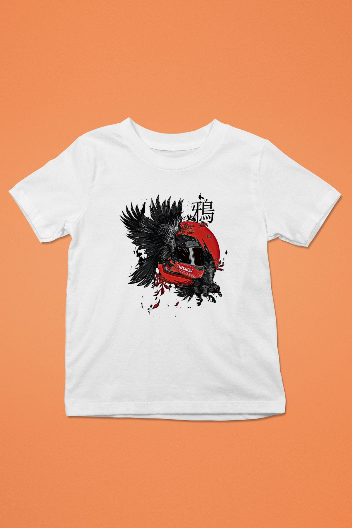 Karga Baskılı Beyaz Unisex Beyaz Çocuk Tişört - Tshirt