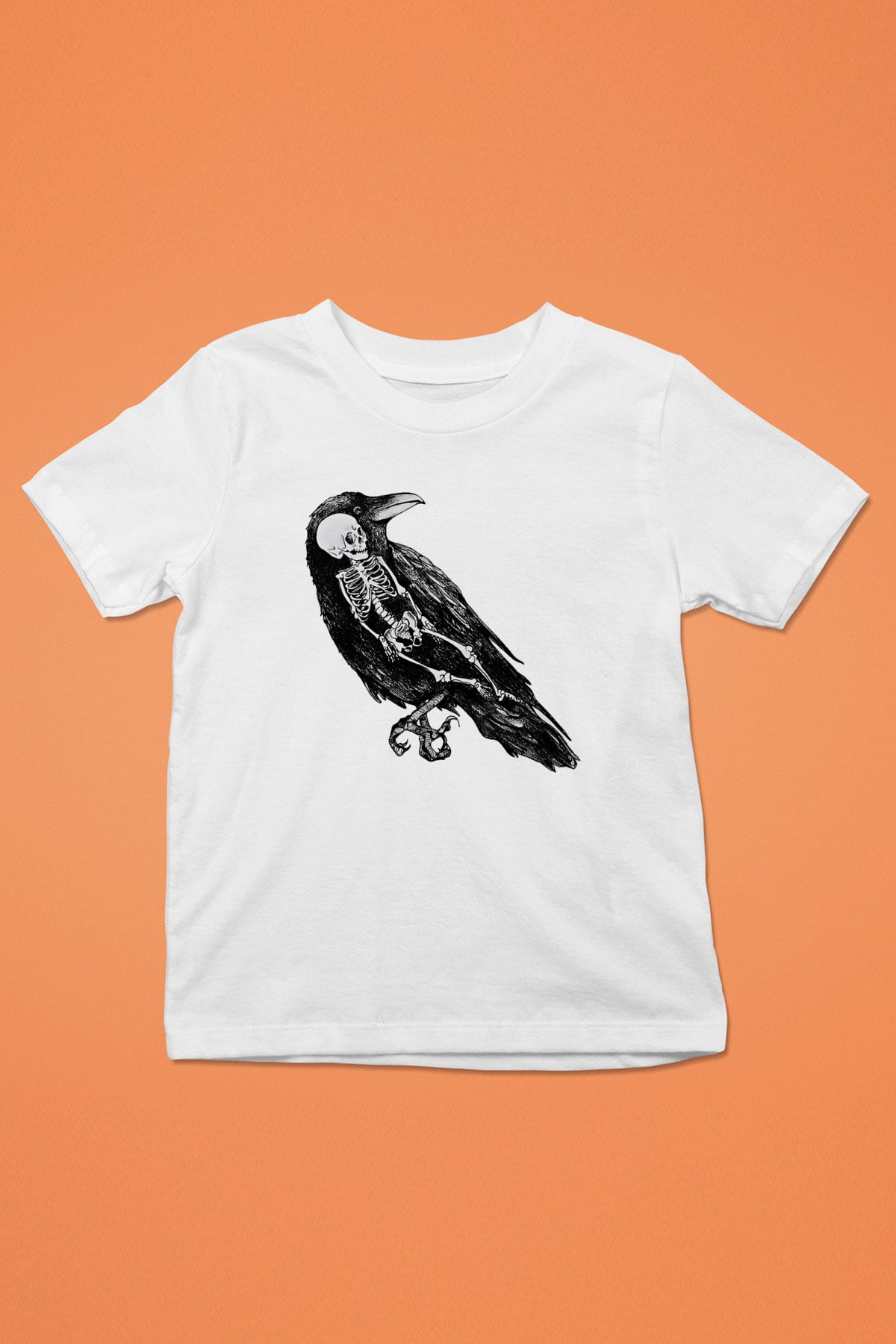 Karga Baskılı Beyaz Unisex Beyaz Çocuk Tişört - Tshirt